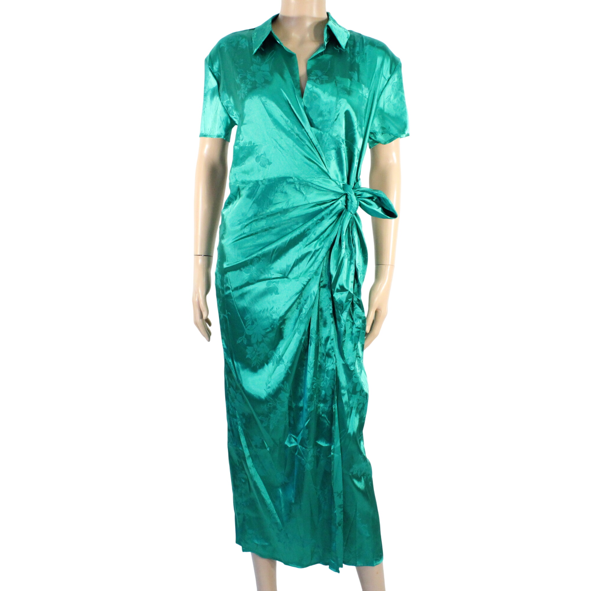 Robe Satinée Vert Emeraude ATELIER EVENE Taille S /M - Photo 0