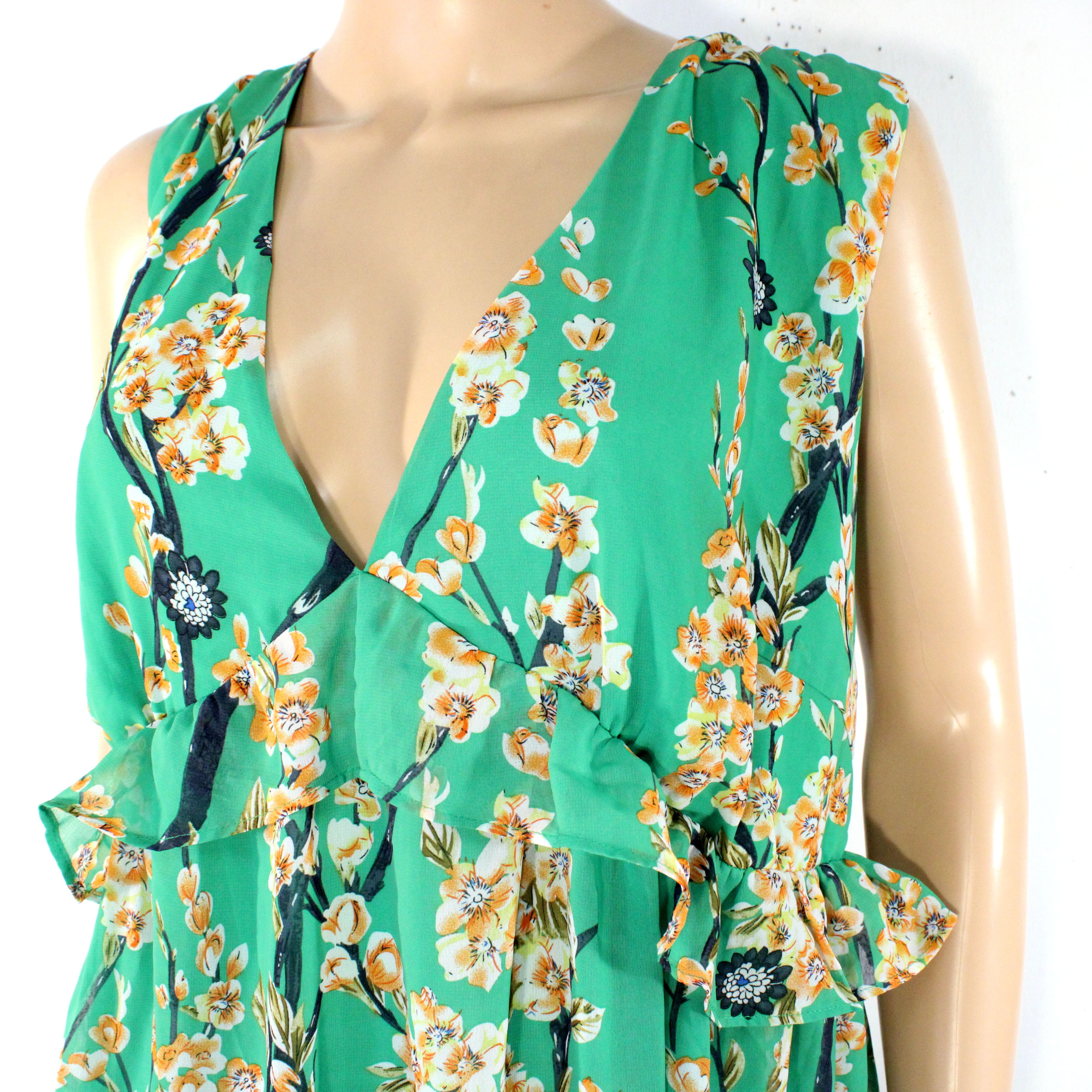 Robe Verte & Orange Fleuris BODYFLIRT Taille 50 - Photo 4