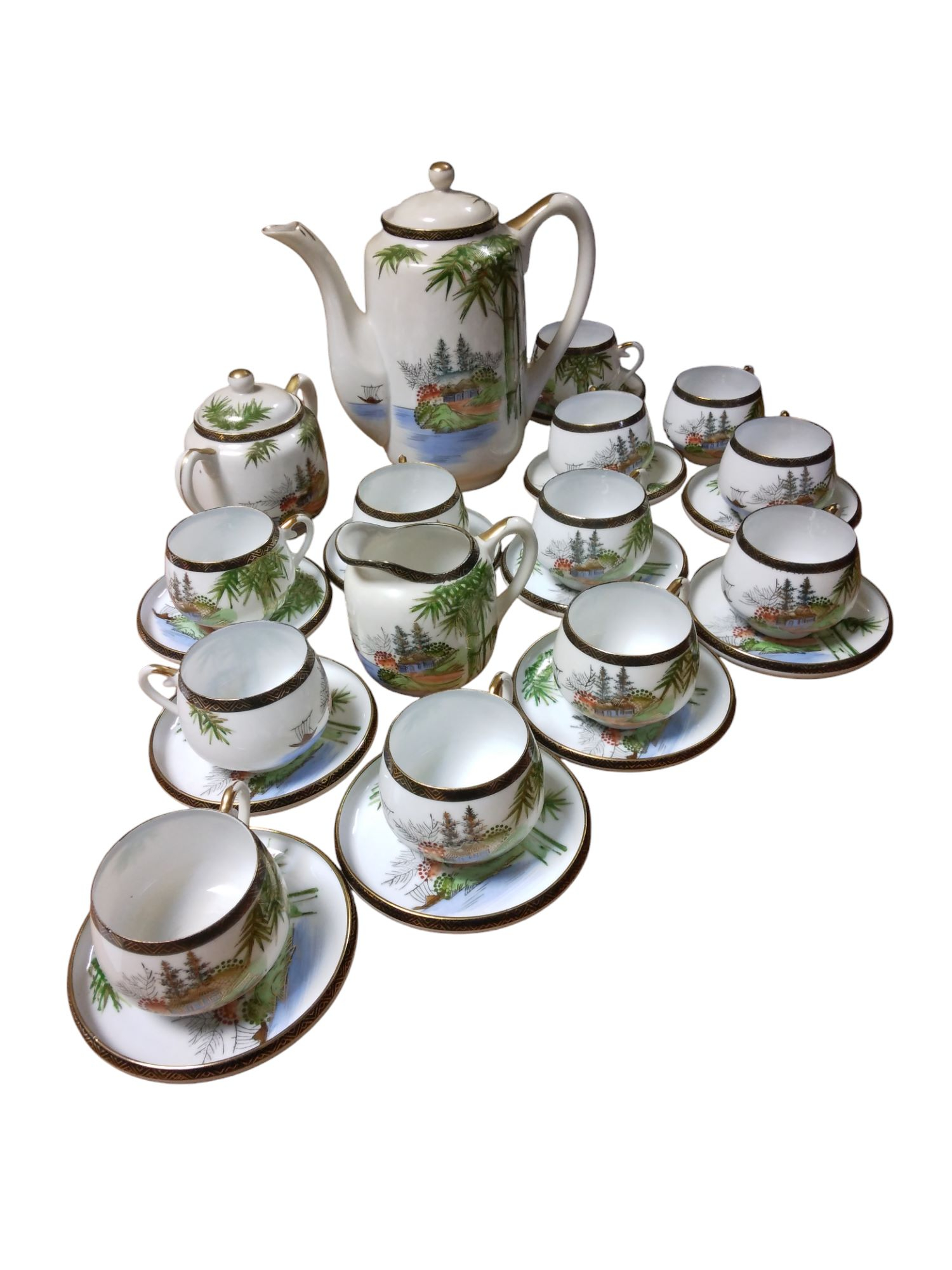 Service à thé CHINOIS en Porcelaine fine - Bon état - Photo 3