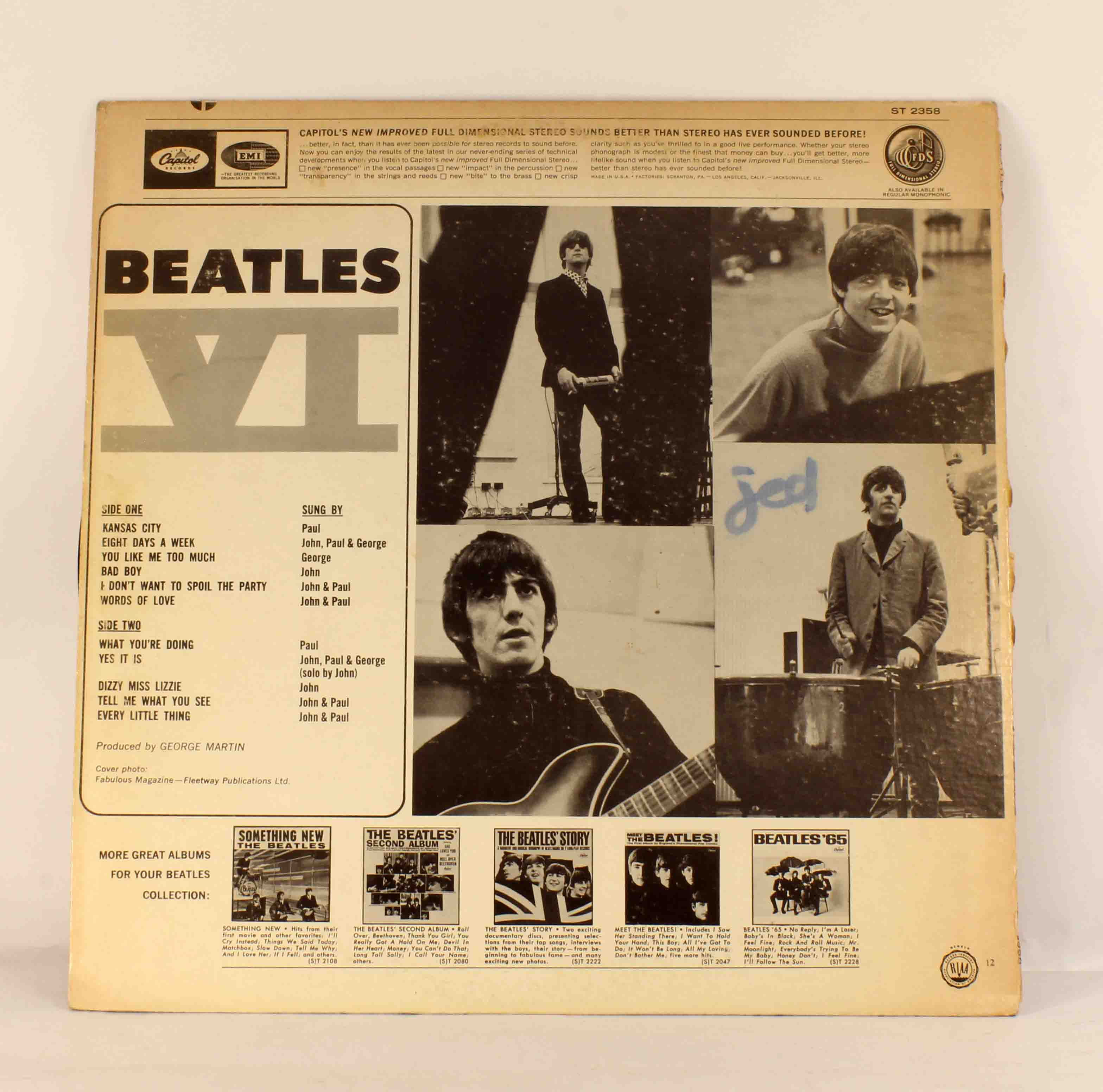 Voir photo 2 de Beatles VI, vinyle LP stéréo Beatles VI, vinyle LP stéréo - Vue 2 -