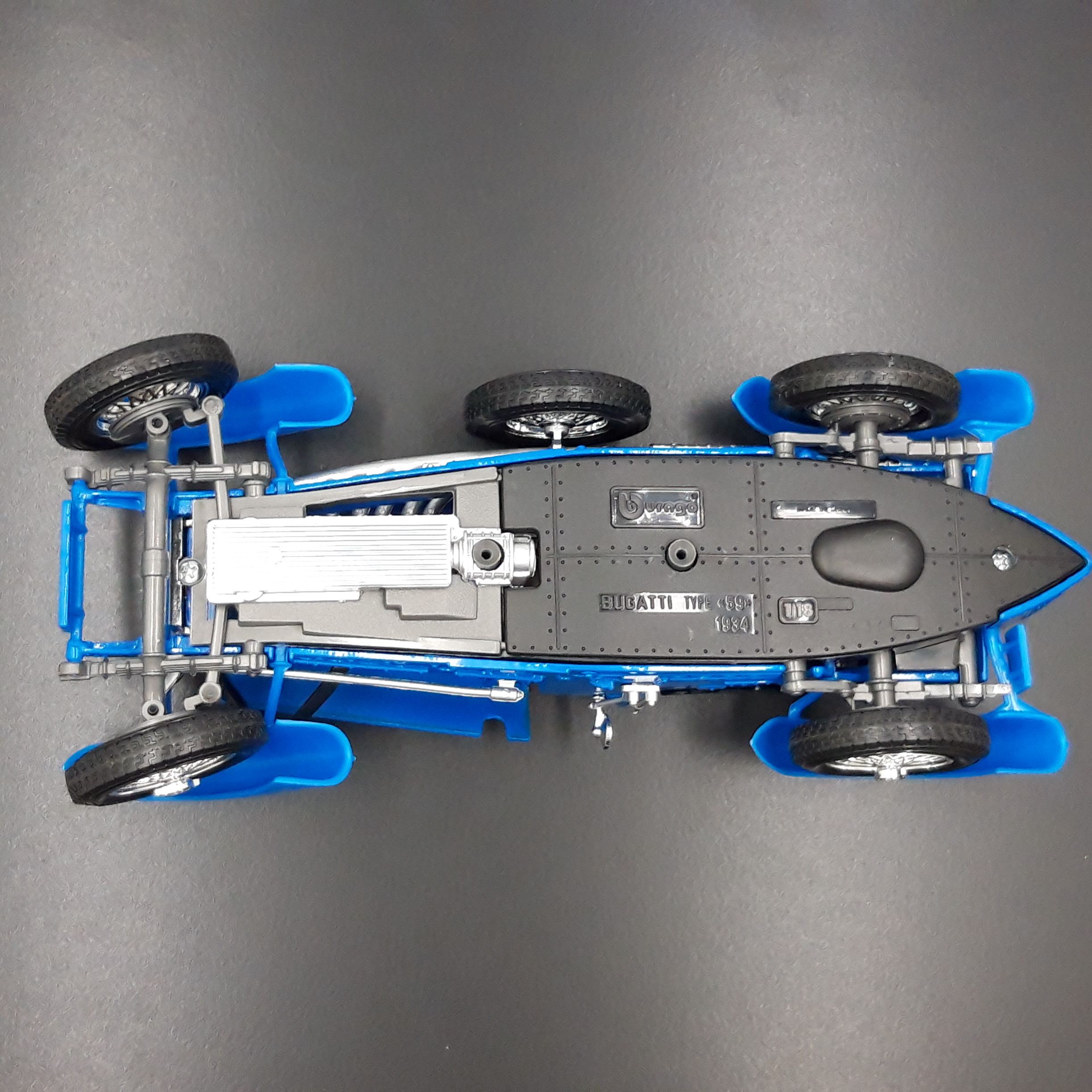 Voiture Miniature – BUGATTI Type ‘’59’’, 1934 Burago - Bleu, Vintage  Très bon état - Vue 9 - 