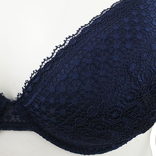 Soutien-gorge bleu foncé à dentelle avec armatures - Femme-Taille 100 C - Photo 2