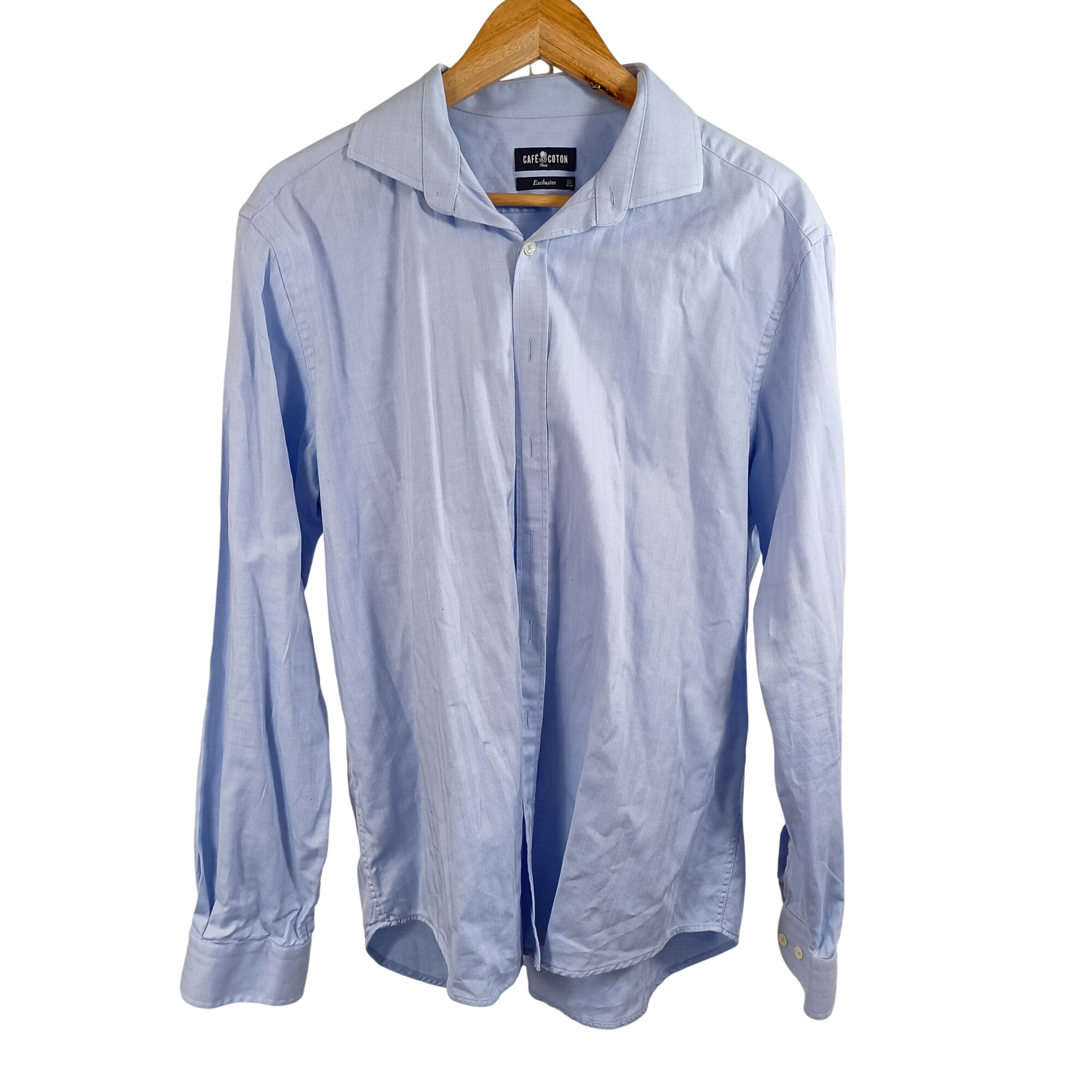 Chemise bleu ciel Café Coton Paris 100% coton col classique taille 40/41 - Photo 0