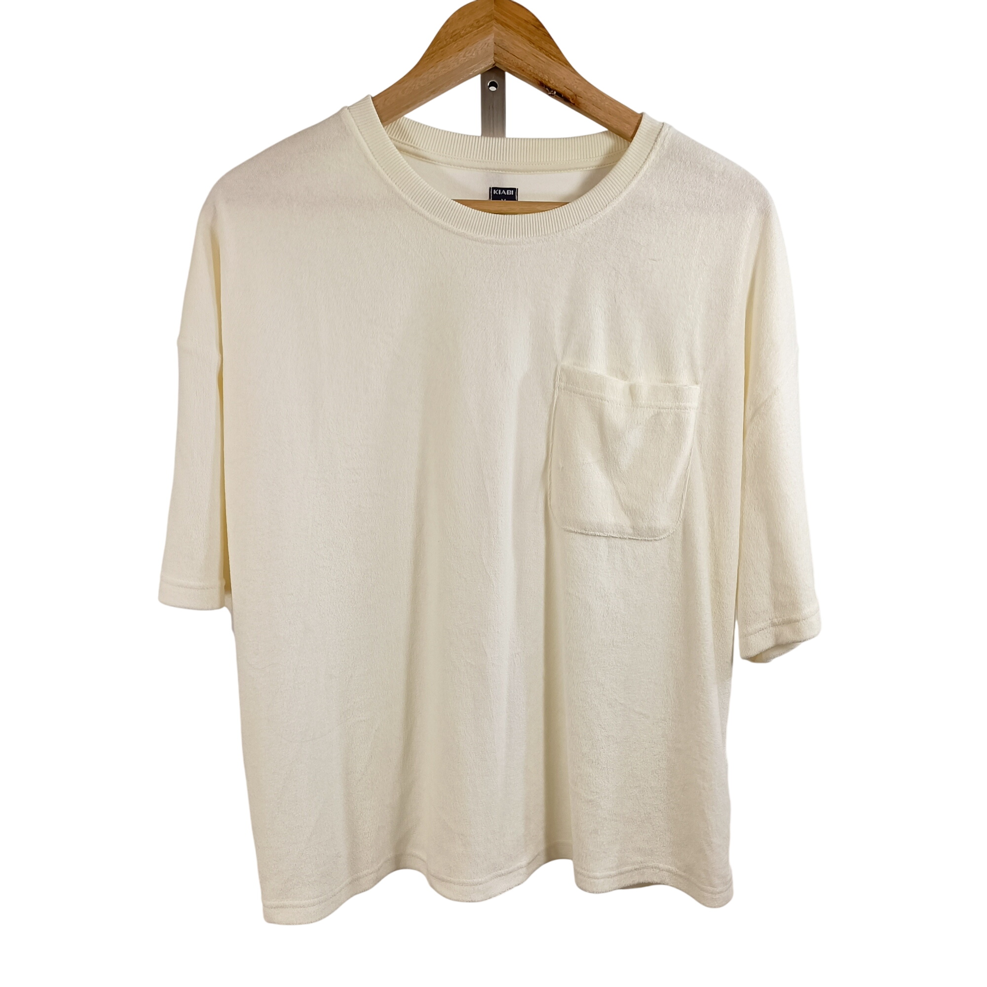 T-shirt écru col rond poche poitrine Éponge Kiabi coupe droite taille M coton polyester M - Photo 0