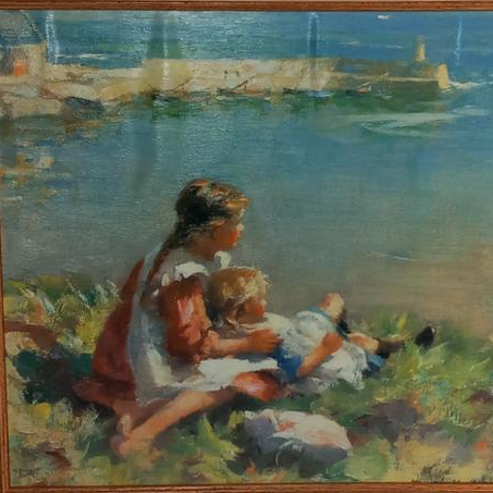 Tableau Peinture à L'huile Originale Sur Toile, Portrait De Jeune Fille Aux Rubans