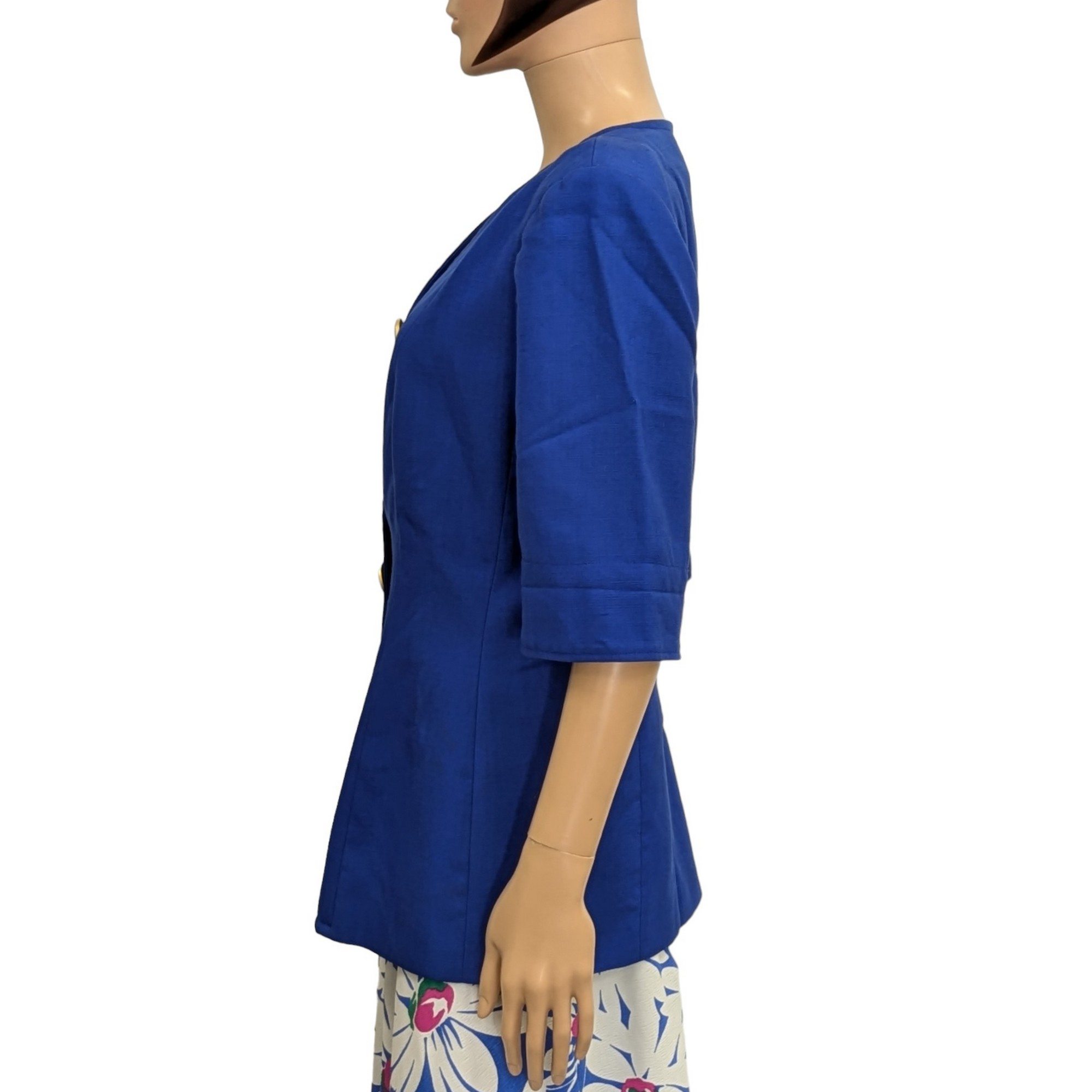 Veste tailleur Yves Saint Laurent Variation T L bleu roi - Photo 2