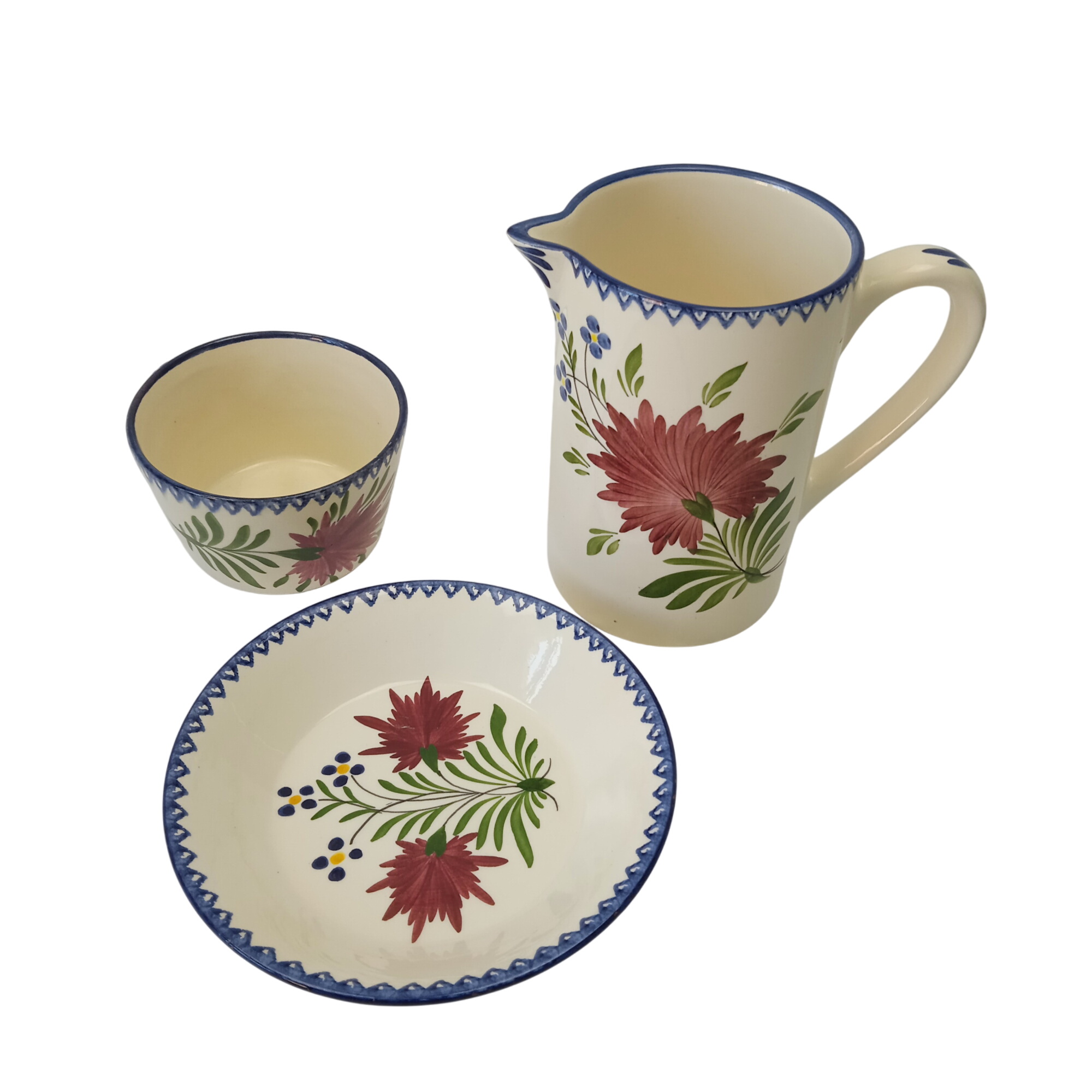 Ensemble 3 Pieces Pichet Tasse Assiette Faïencerie de Charolles