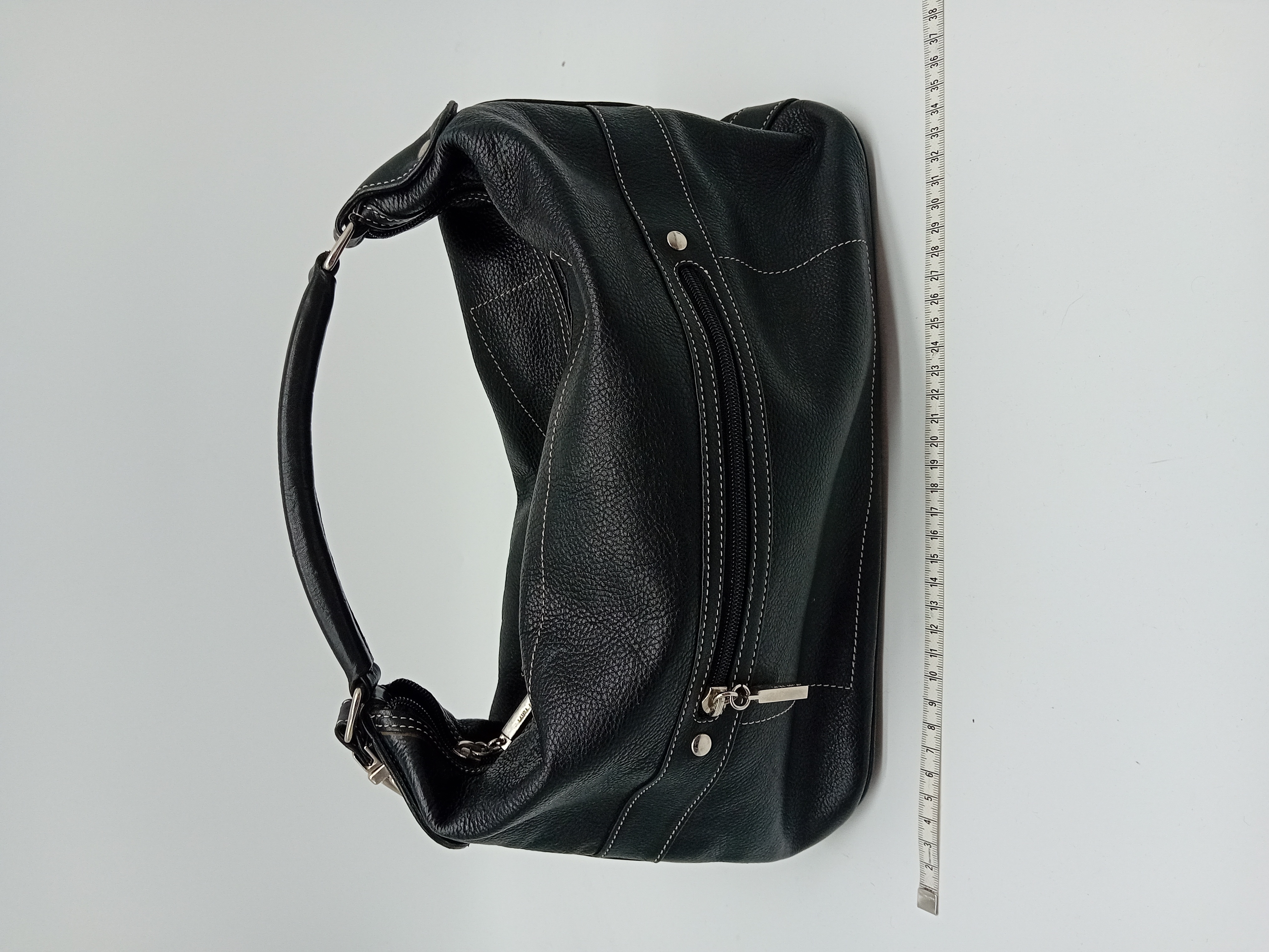 Sac À Main Cuir Noir Laura Ashley Couture Contrastée (T4955) Très bon état - Vue 5 - 