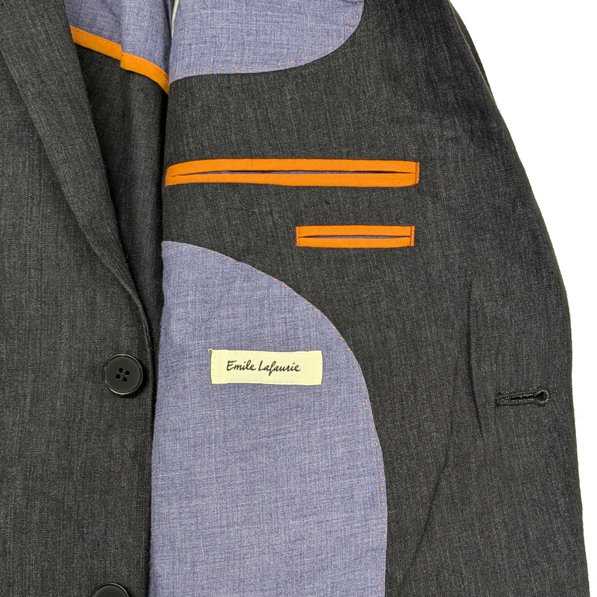 Veste de costume Emile Lafaurie T 48 en lin bleu grisé - Photo 1