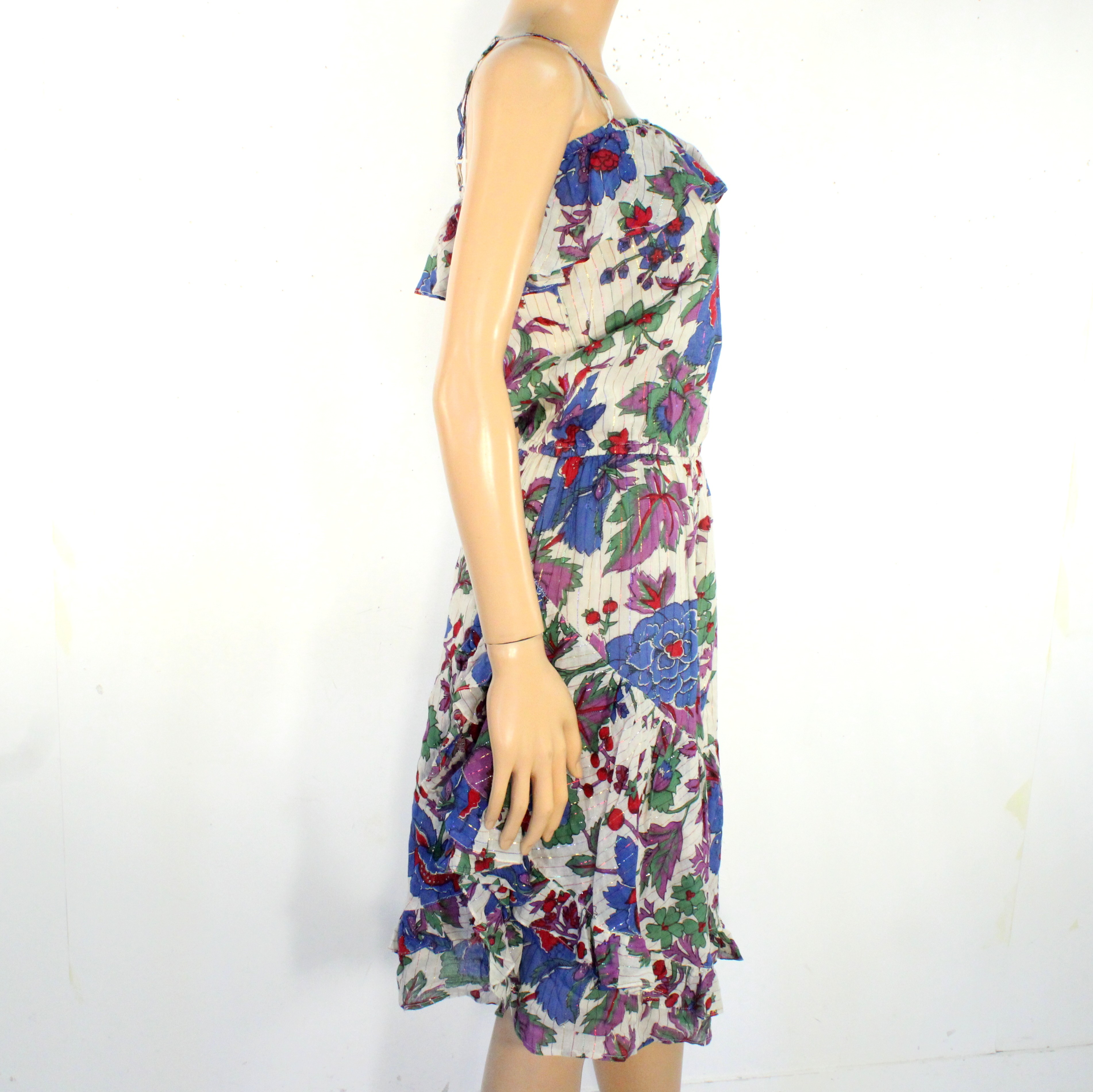 Robe En Coton Ecru & Violette Fleurie NAF NAF Taille 36 - Photo 3