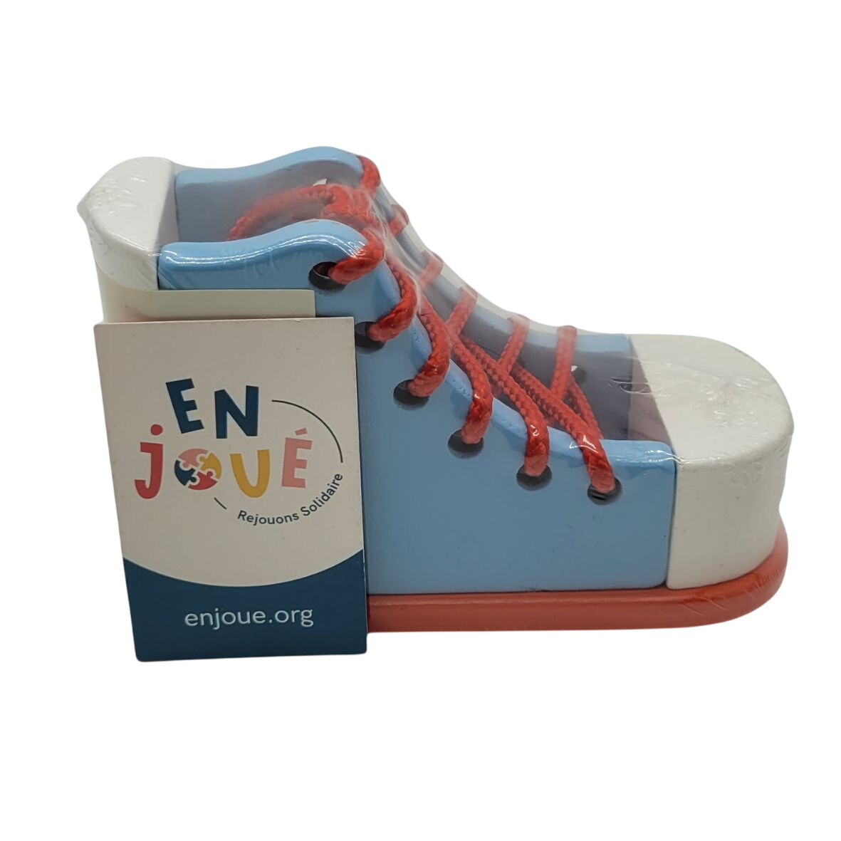Jeu en bois - Chaussure à lacer en bois - Goki - À partir de 3 ans. Comme neuf -  reconditionné disponible sur Label Emmaüs