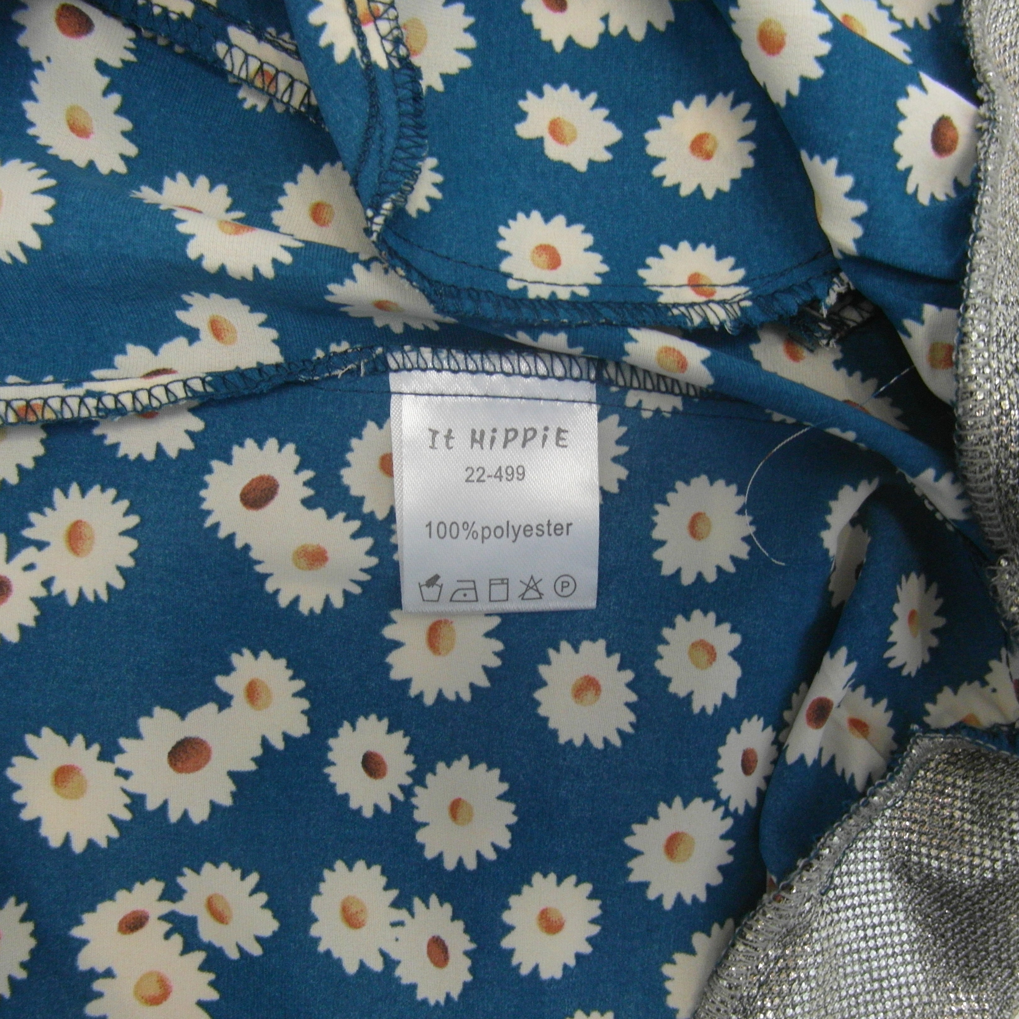 Veste bleue motifs floral It hippie taille M - Photo 5