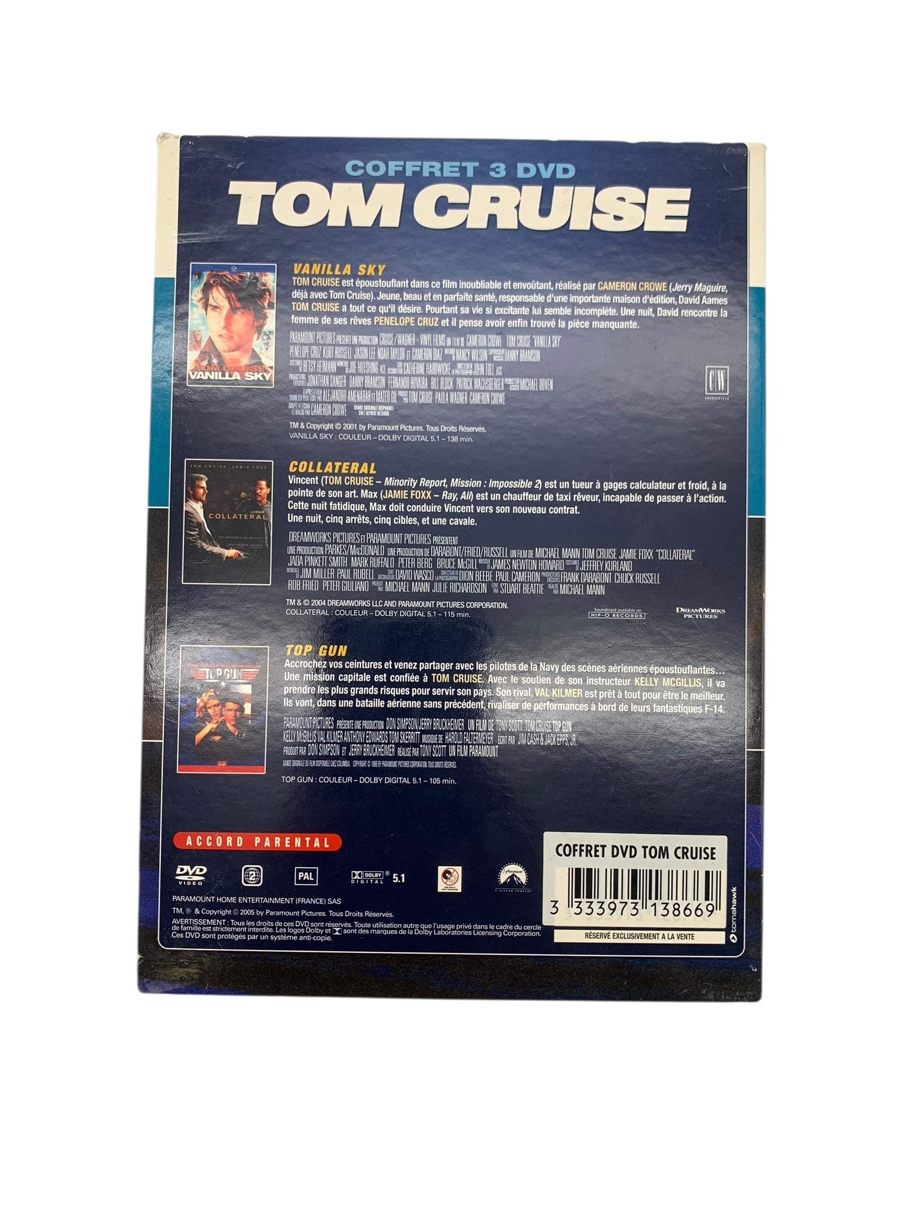 DVD - Coffret Tom Cruise 3 DVD Bon état - Vue 2 - 