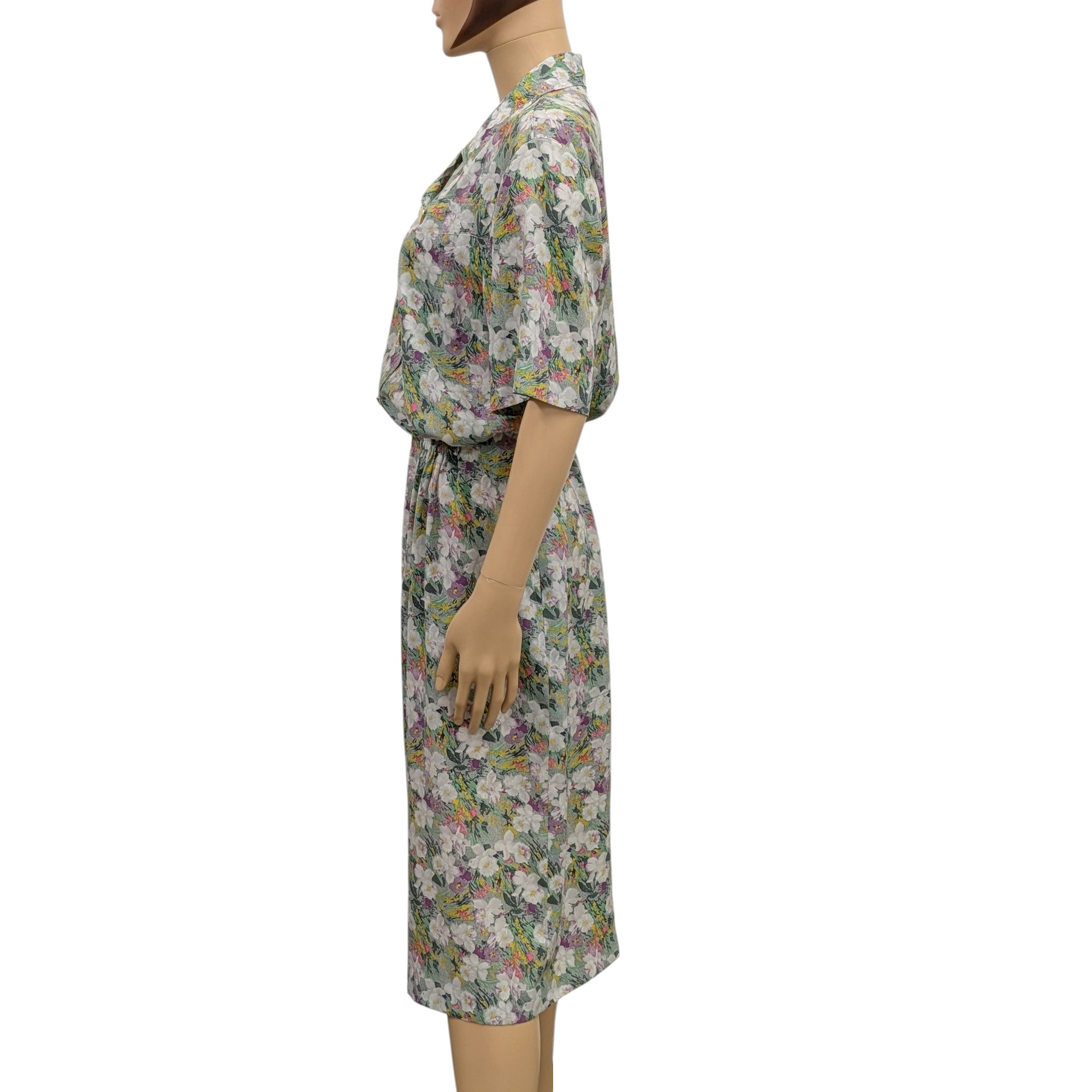 Robe Devernois vintage T L Imprimé fleuri vert - Photo 2