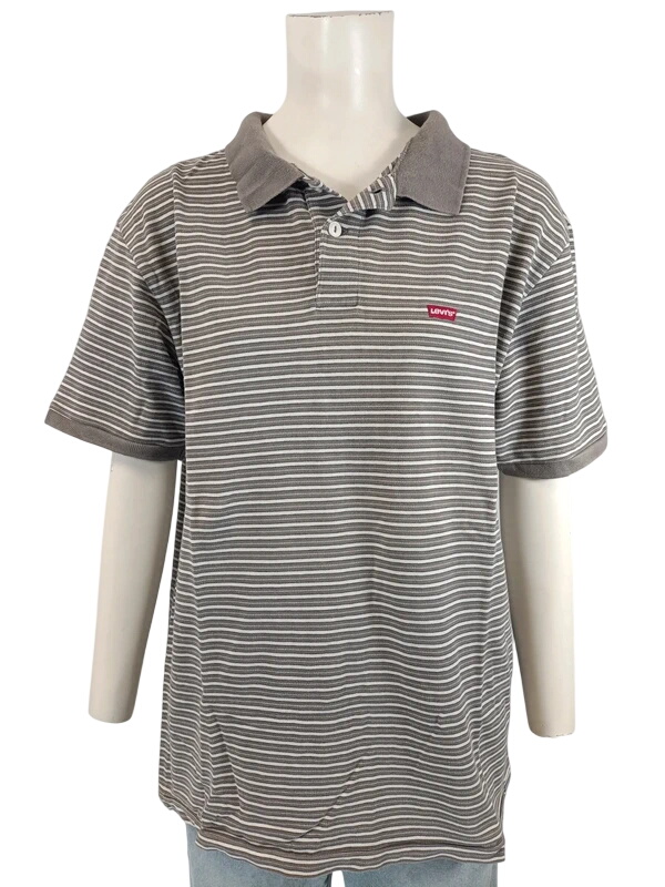 Polo Levi’s rayé gris manches courtes col contrasté casual vintage Très bon état -  reconditionné disponible sur Label Emmaüs
