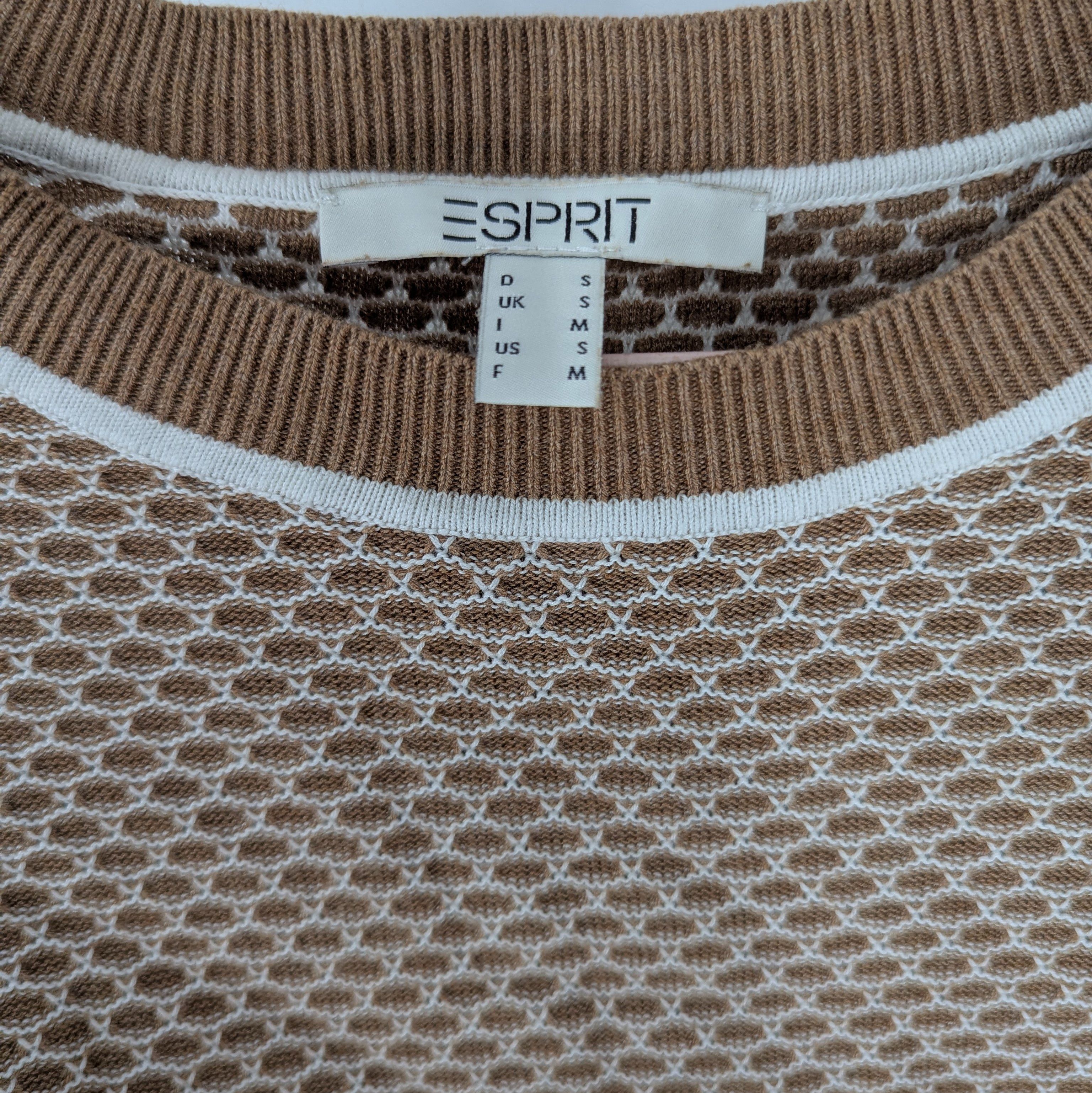 Pull fin ESPRIT T.M texturé beige et blanc manches longues - Photo 1