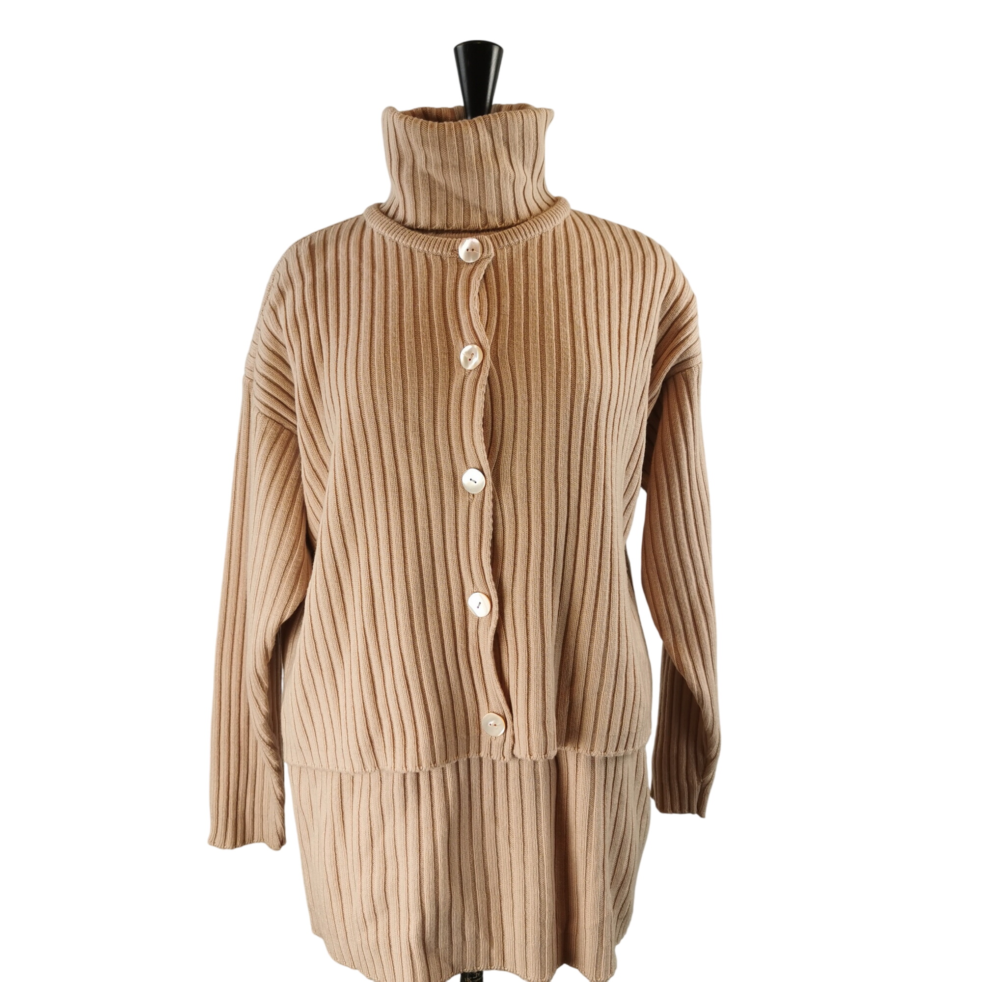 Gilet long à col roulé en pure laine vierge beige clair Klaus Steilmann Selection 36 Très bon état -  reconditionné disponible sur Label Emmaüs