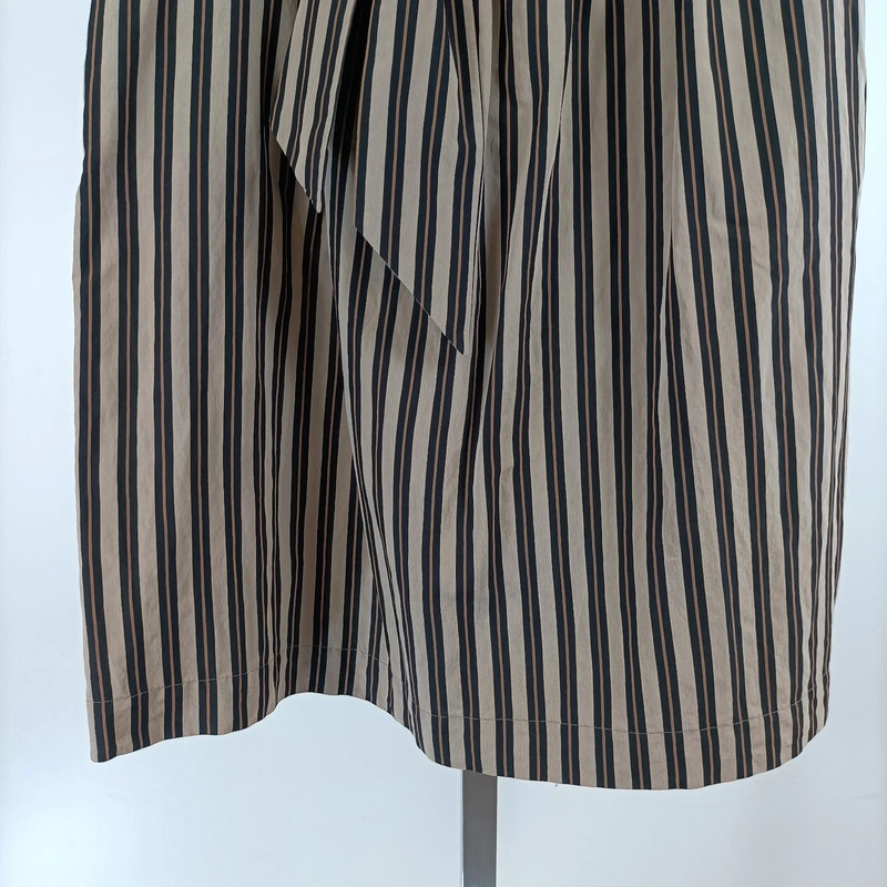 Jupe Caroll taille 44 à rayures beige et noir avec ceinture nouée Très bon état - Vue 5 - 