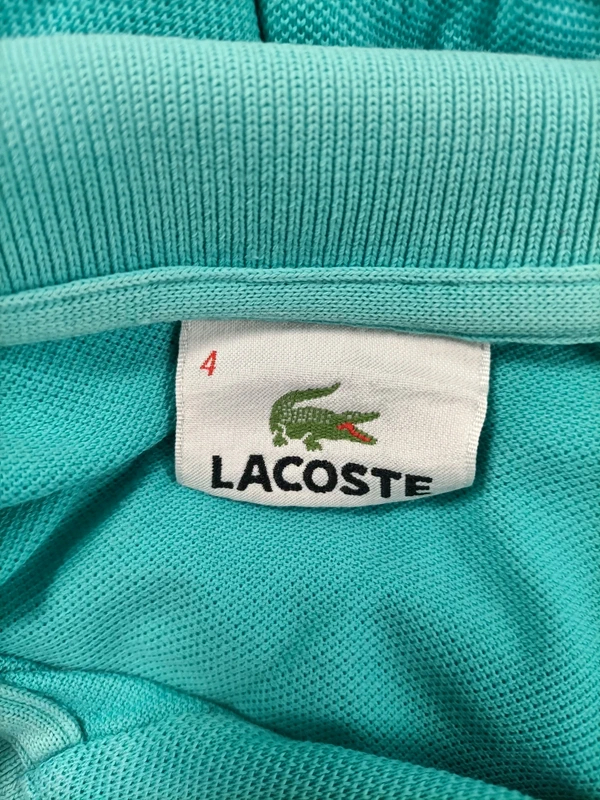 Polo Lacoste turquoise manches courtes coton piqué taille 4 Très bon état - Vue 10 - 