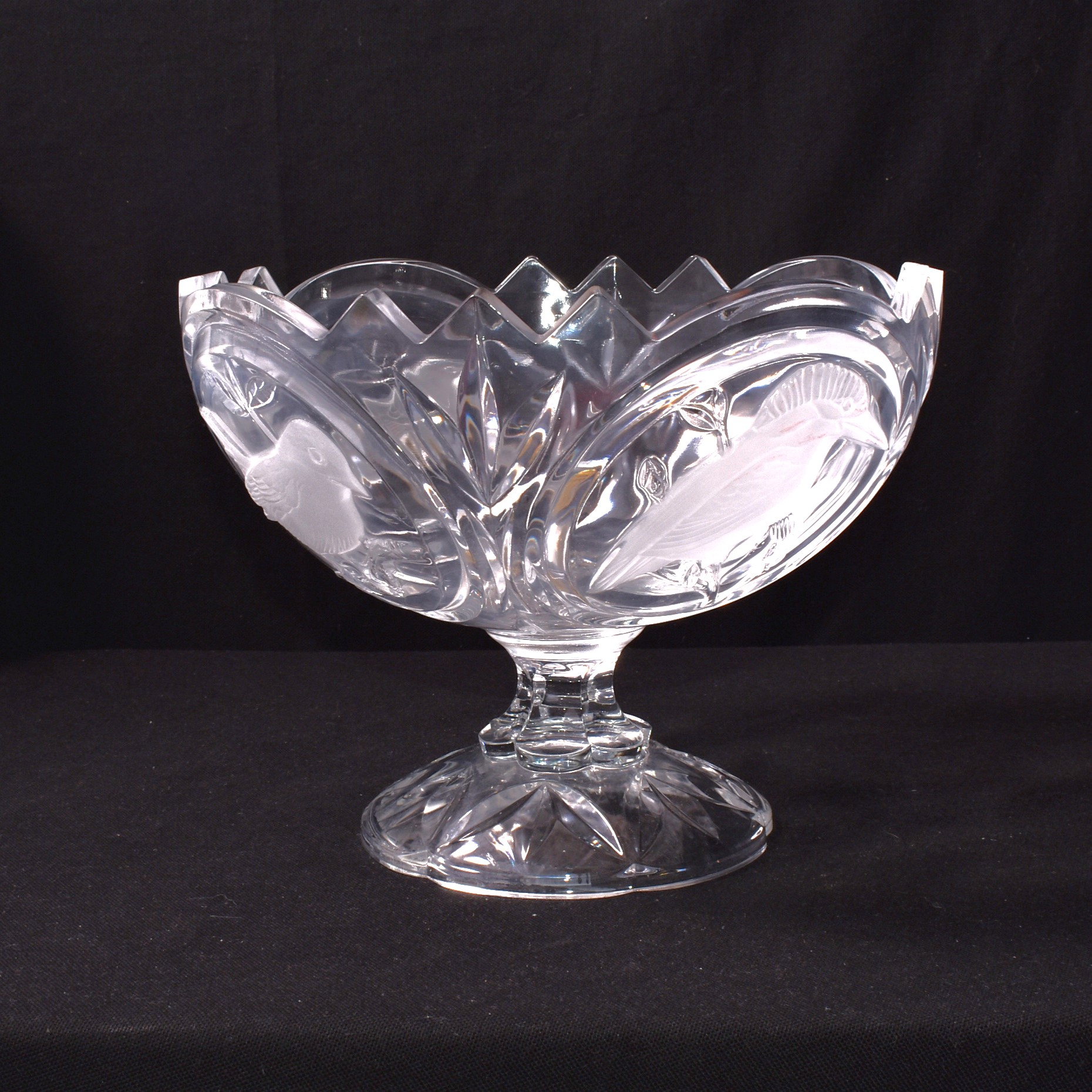 Coupe à fruit cristal d'Arques décors oiseaux  Comme neuf - Vue 3 - 
