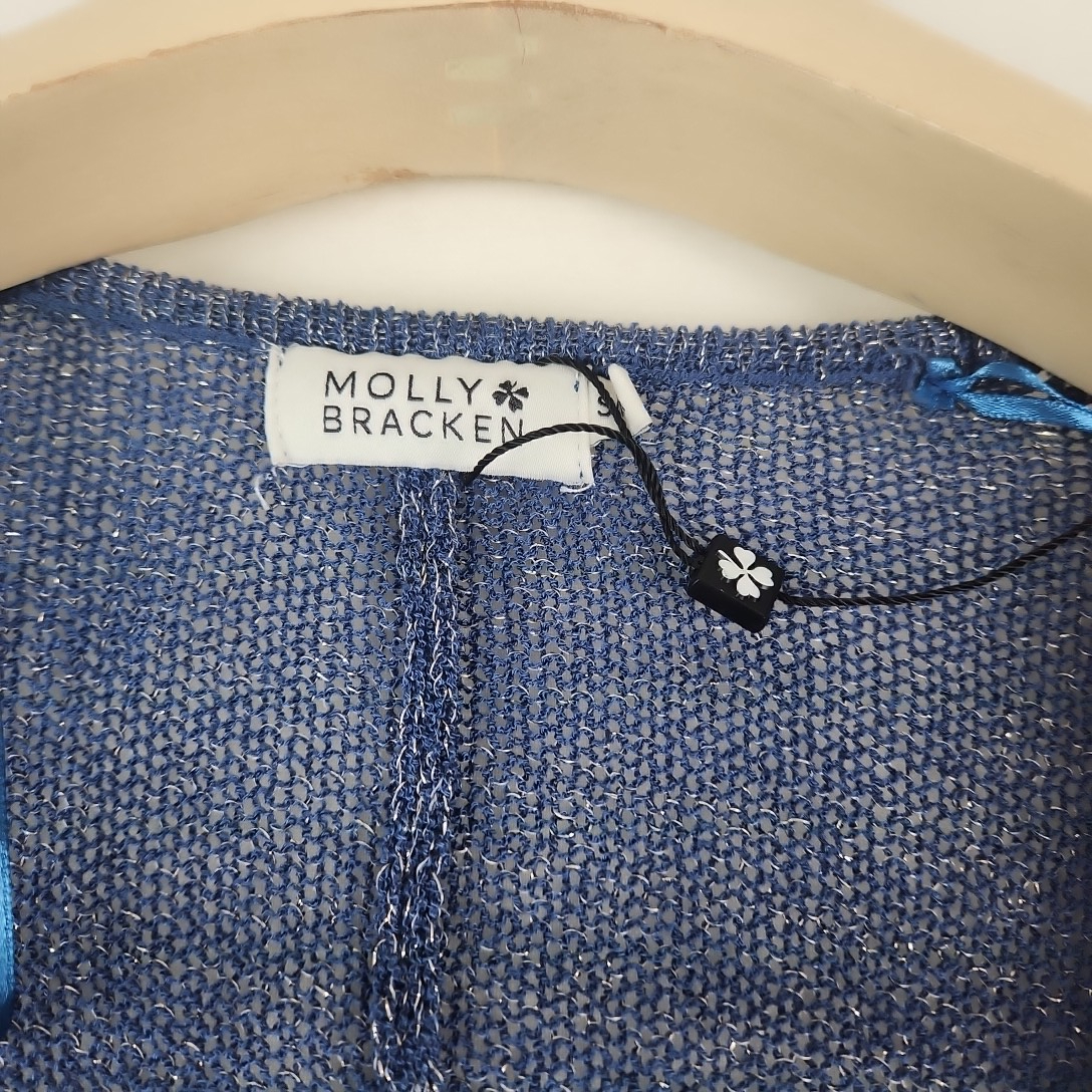 Molly Bracken - gilet bleu à paillette en acrylique - Taille S/M mesures Poitrine= 56 cm Longueur 64 cm Très bon état - Vue 4 - 