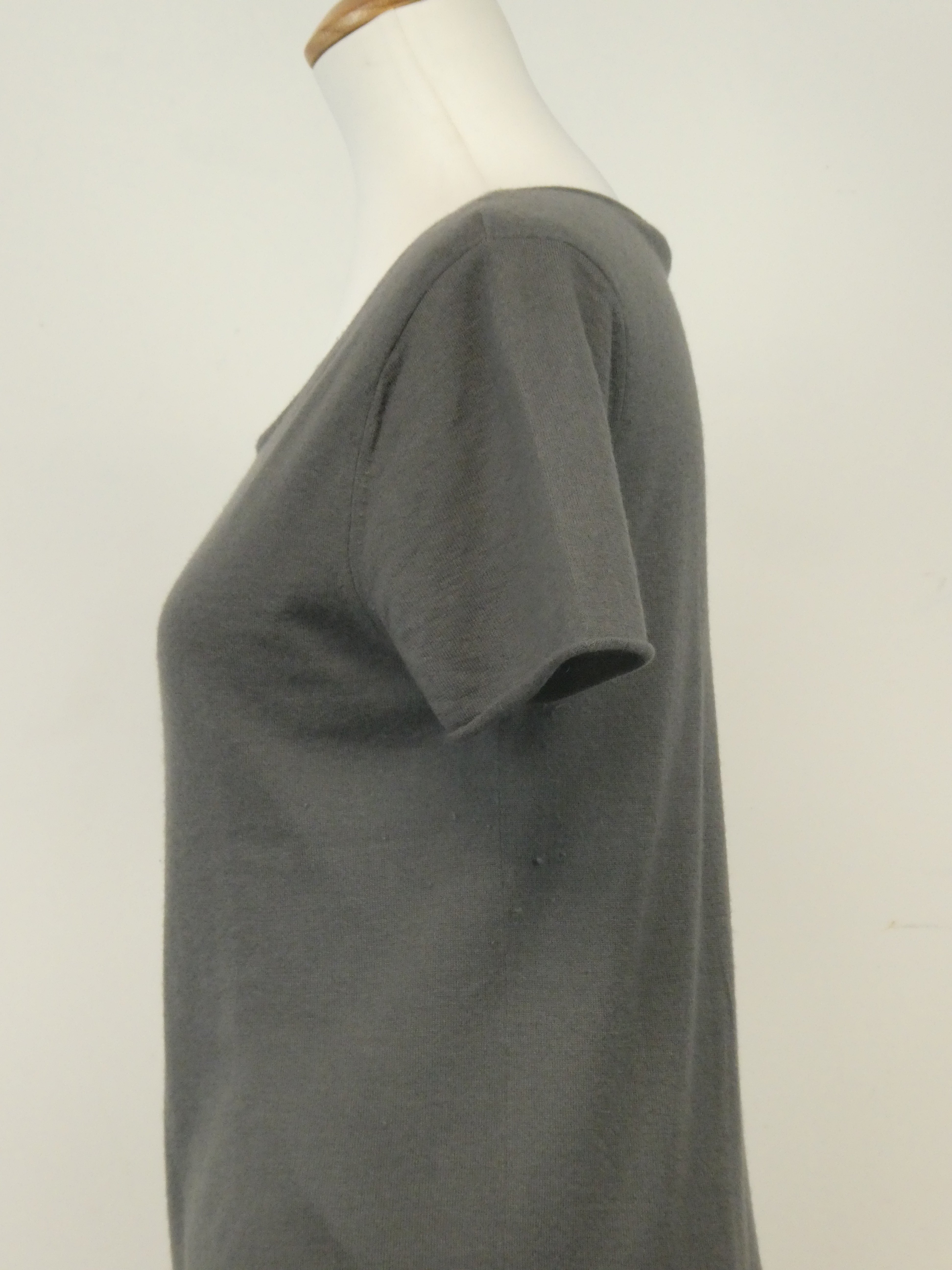 Donna Karan DKNY pull fin en cachemire manches courtes encolure bateau - Taille L - Photo 8