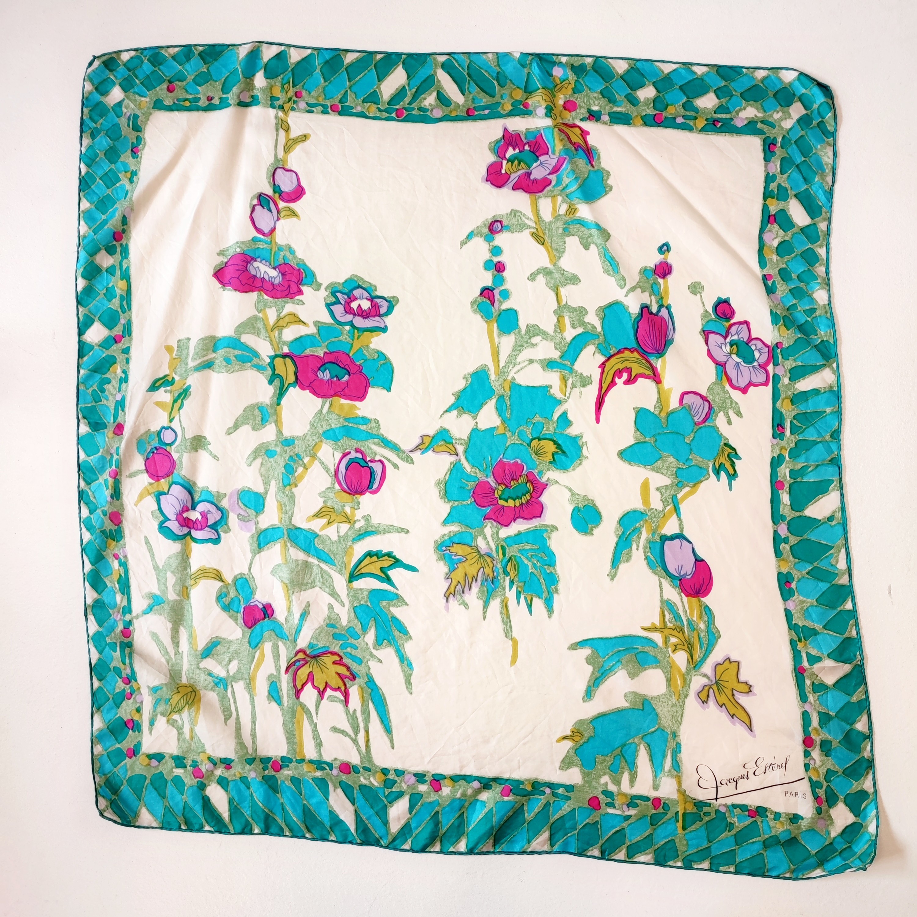 JACQUES ESTEREL - Carr  motif fleuri - Label Emmaus - Modalova