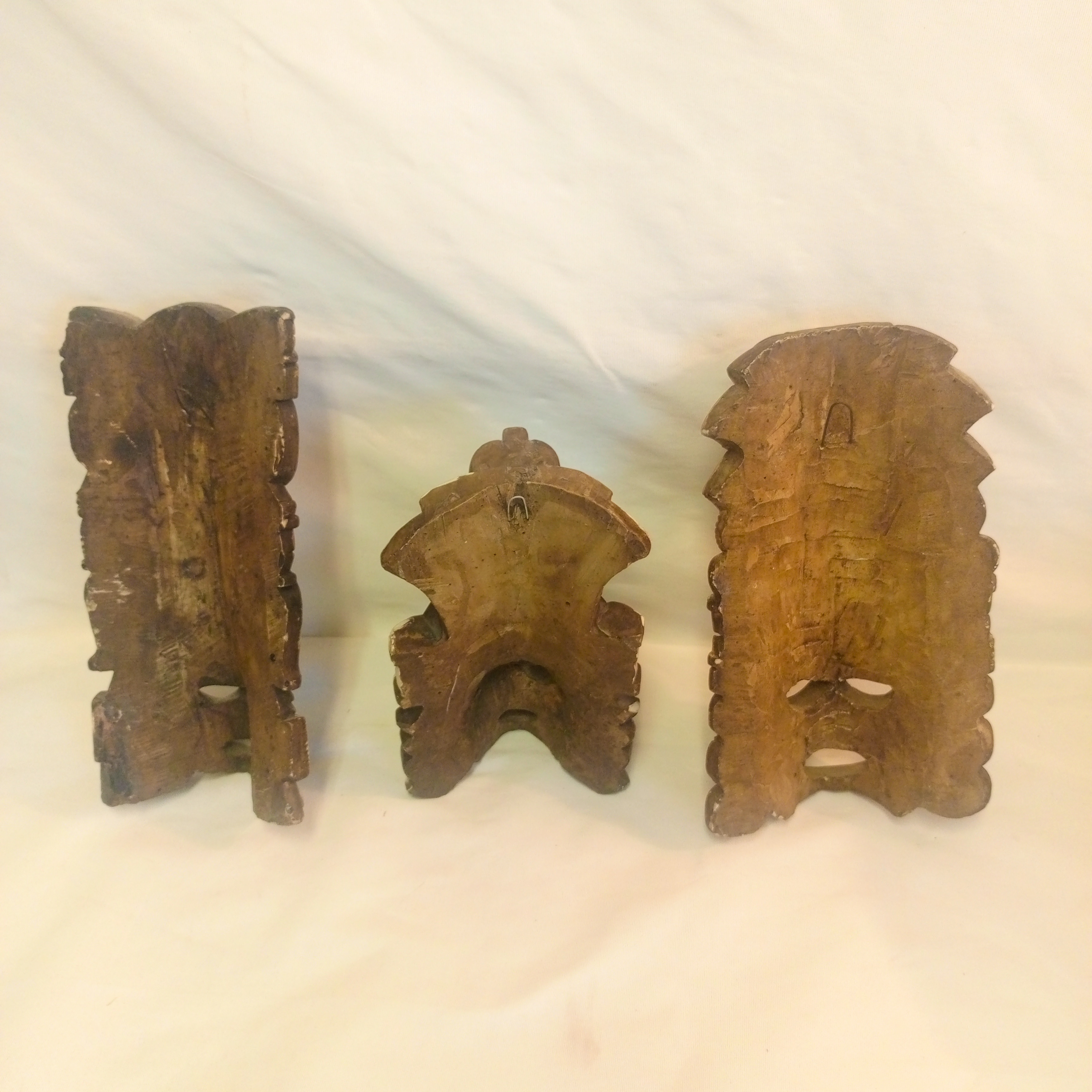 Lot de 3 Masques indien maya sculptés sur pierre - Photo 1