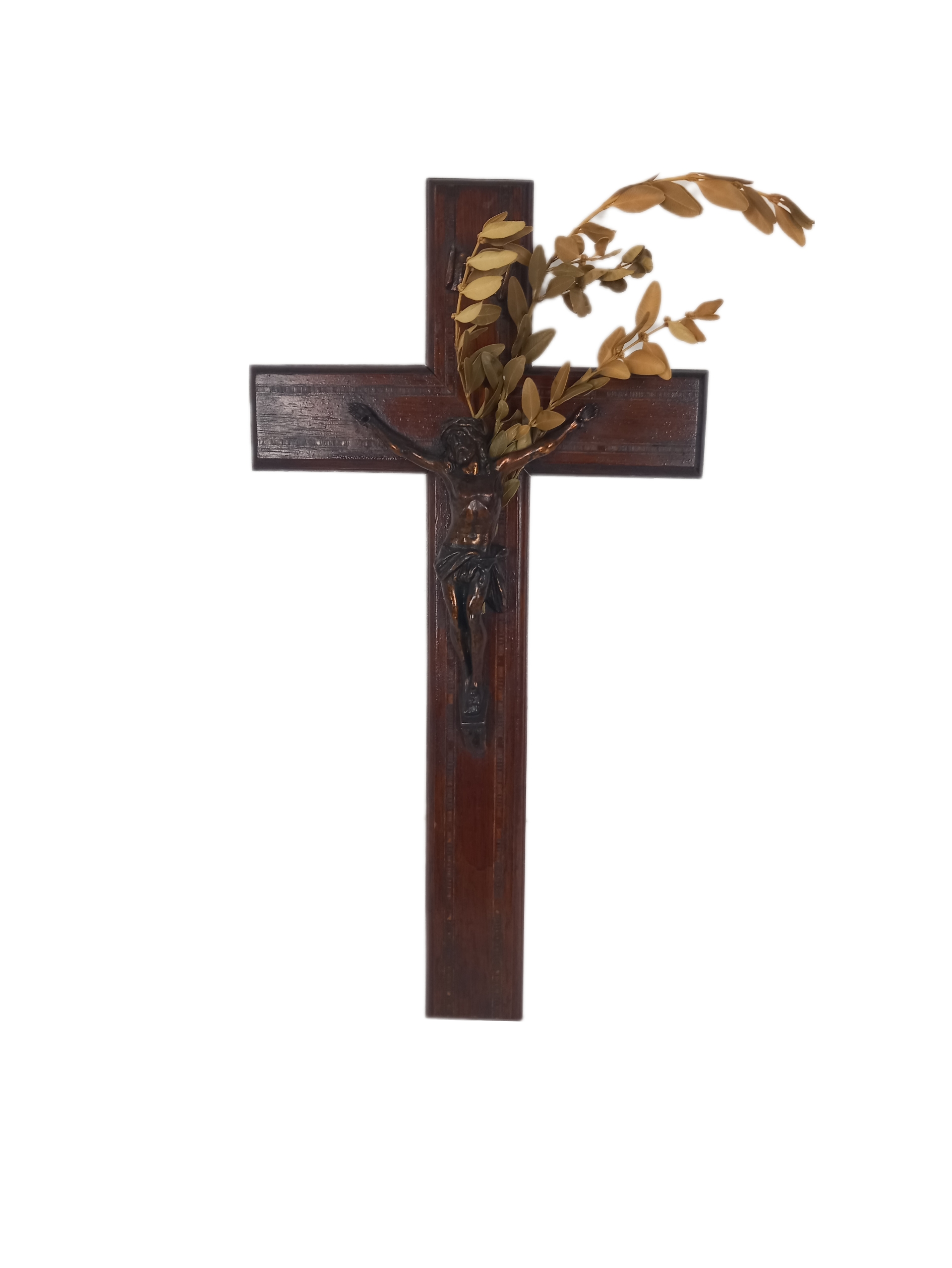 Lot De Deux Crucifix Mural En Bois Et Laiton Très bon état - Vue 3 - 