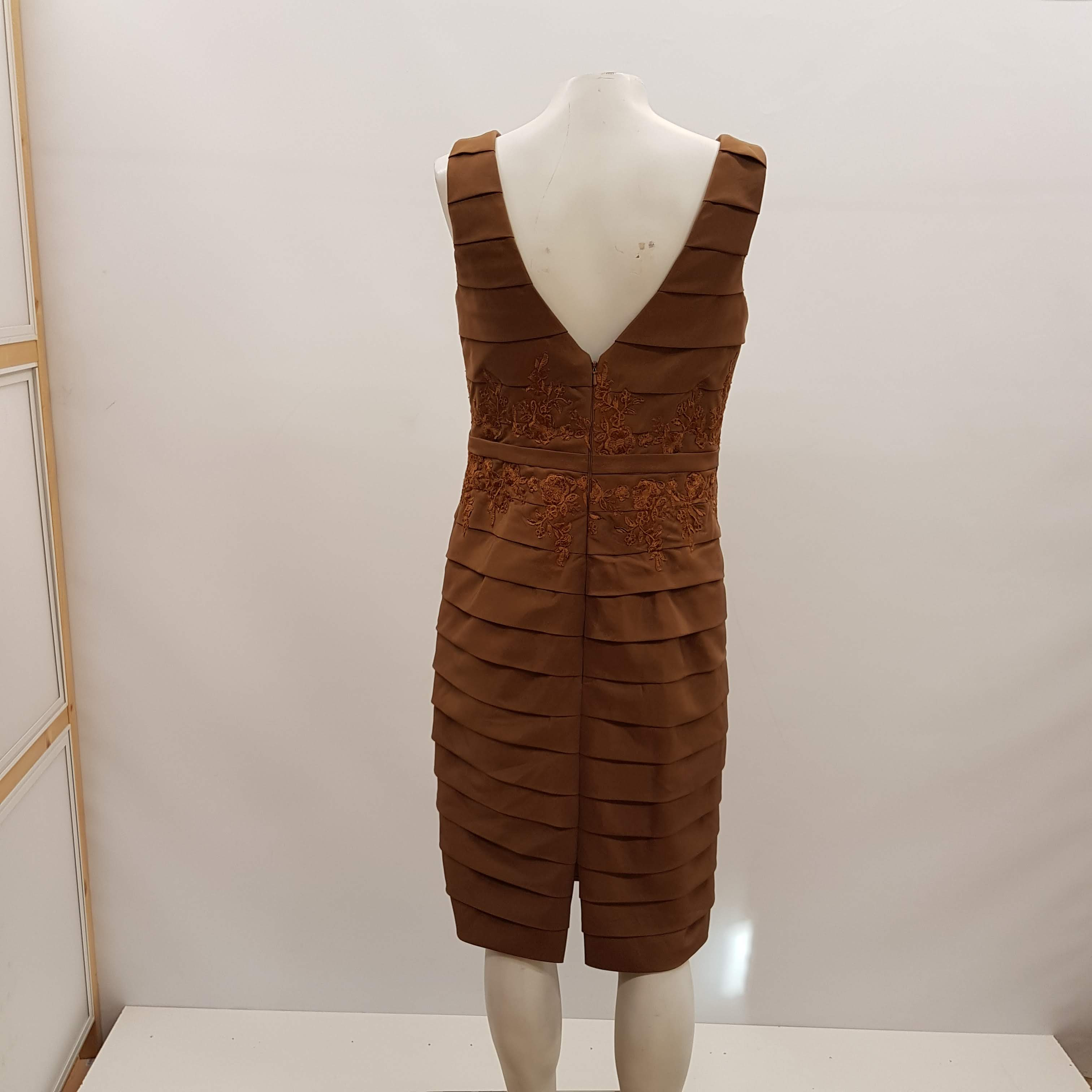 Robe de fête marron style taffetas - IZIDRESS - Taille XS - Photo 1