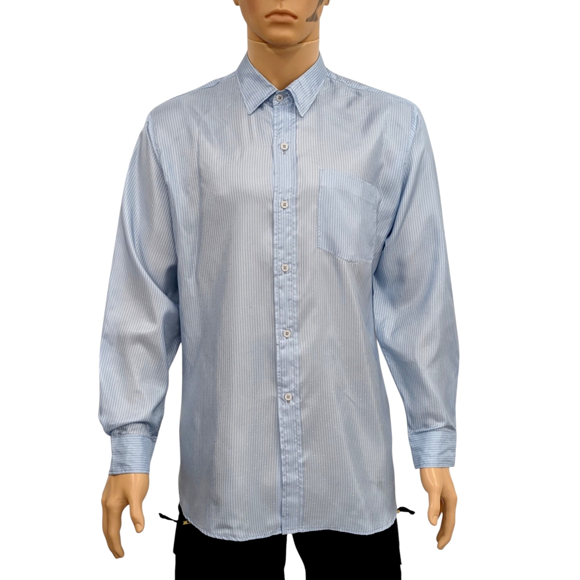Chemise Playboy's Fashion T XL Vintage bleu ciel à rayures - Photo 0