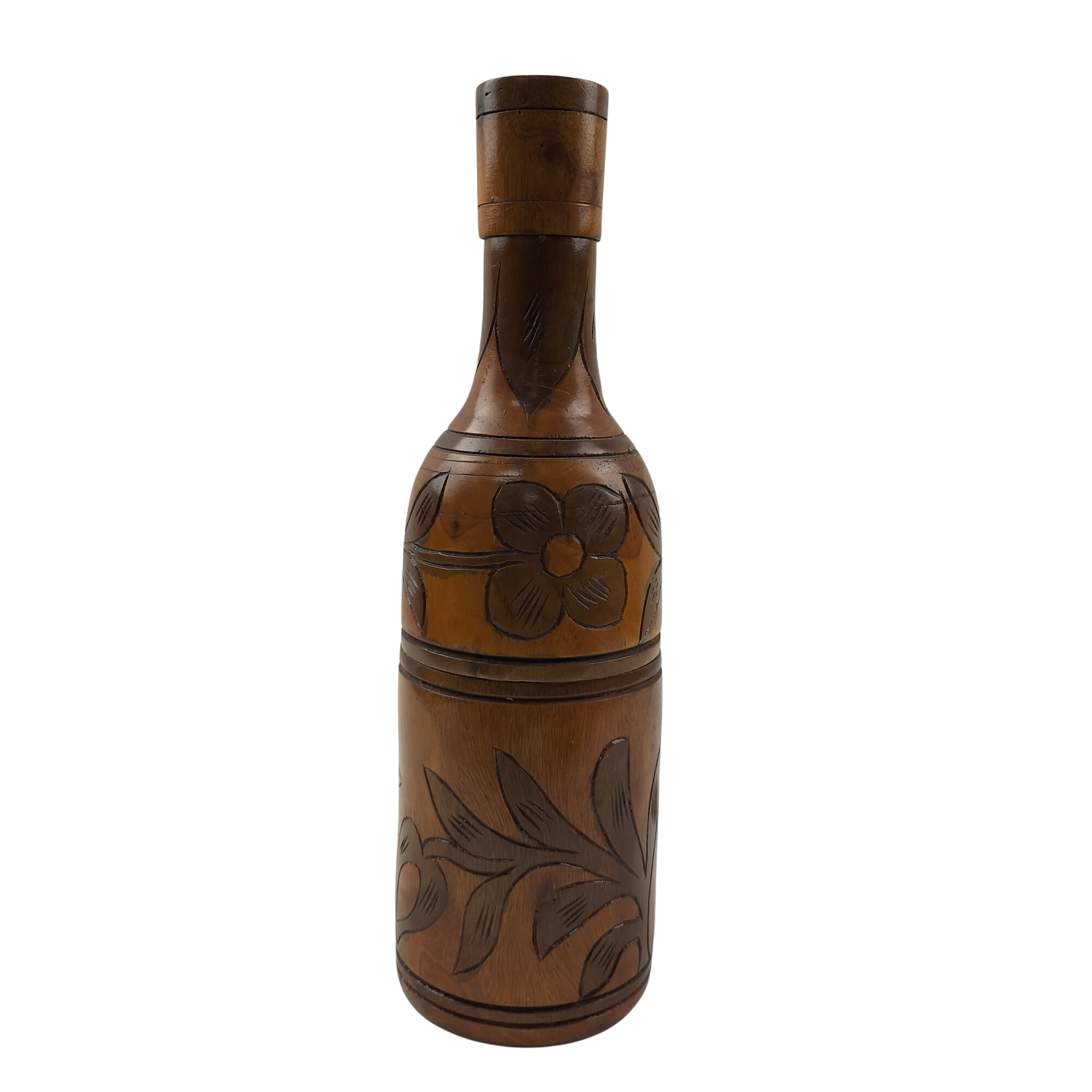 Magnifique porte-bouteille de vin en bois sculpté et peint - Photo 0