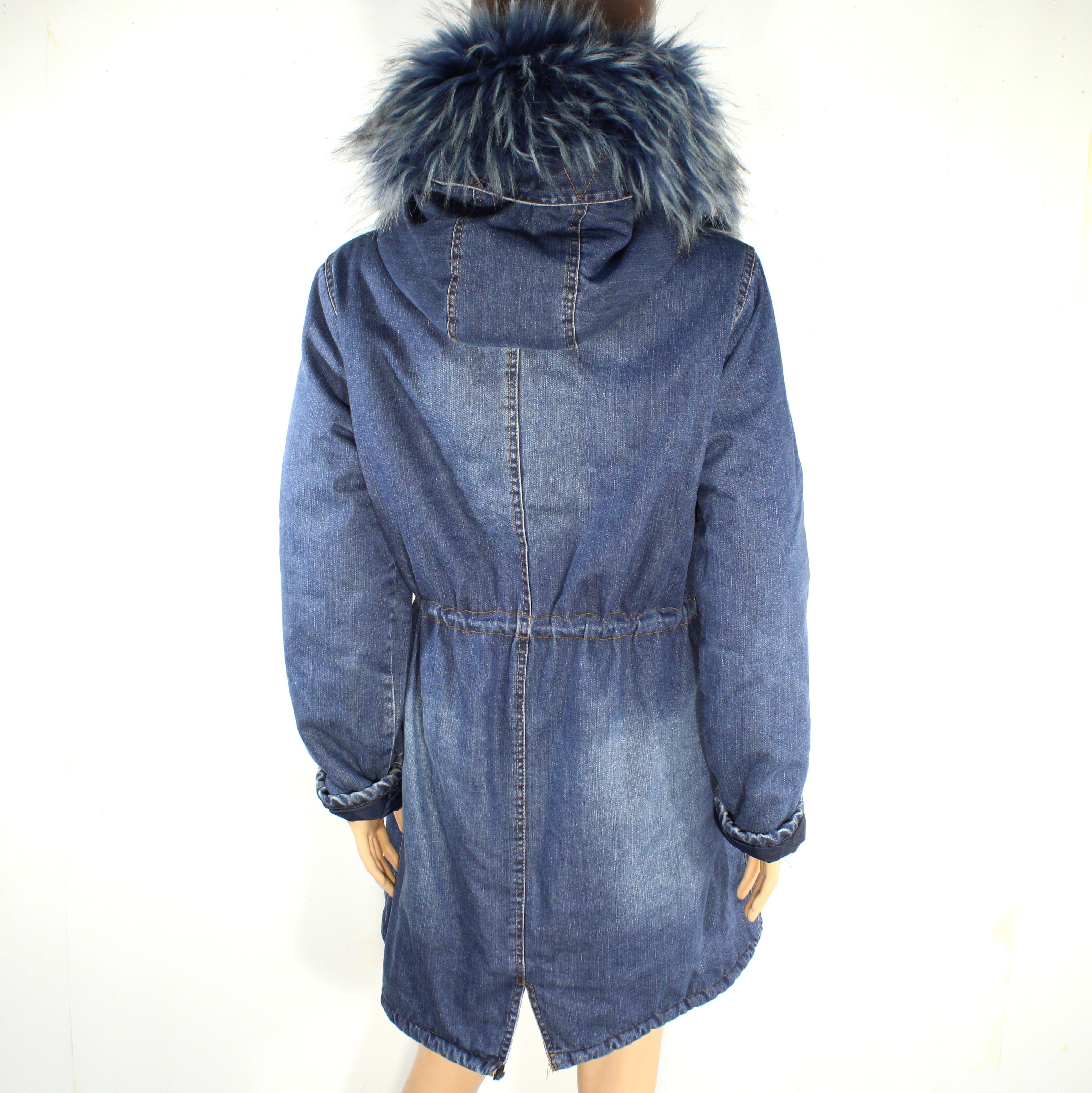 Manteau Femme Bleu Jean & Fausse Fourrure Estimée Taille Unique Bon état - Vue 2 - 