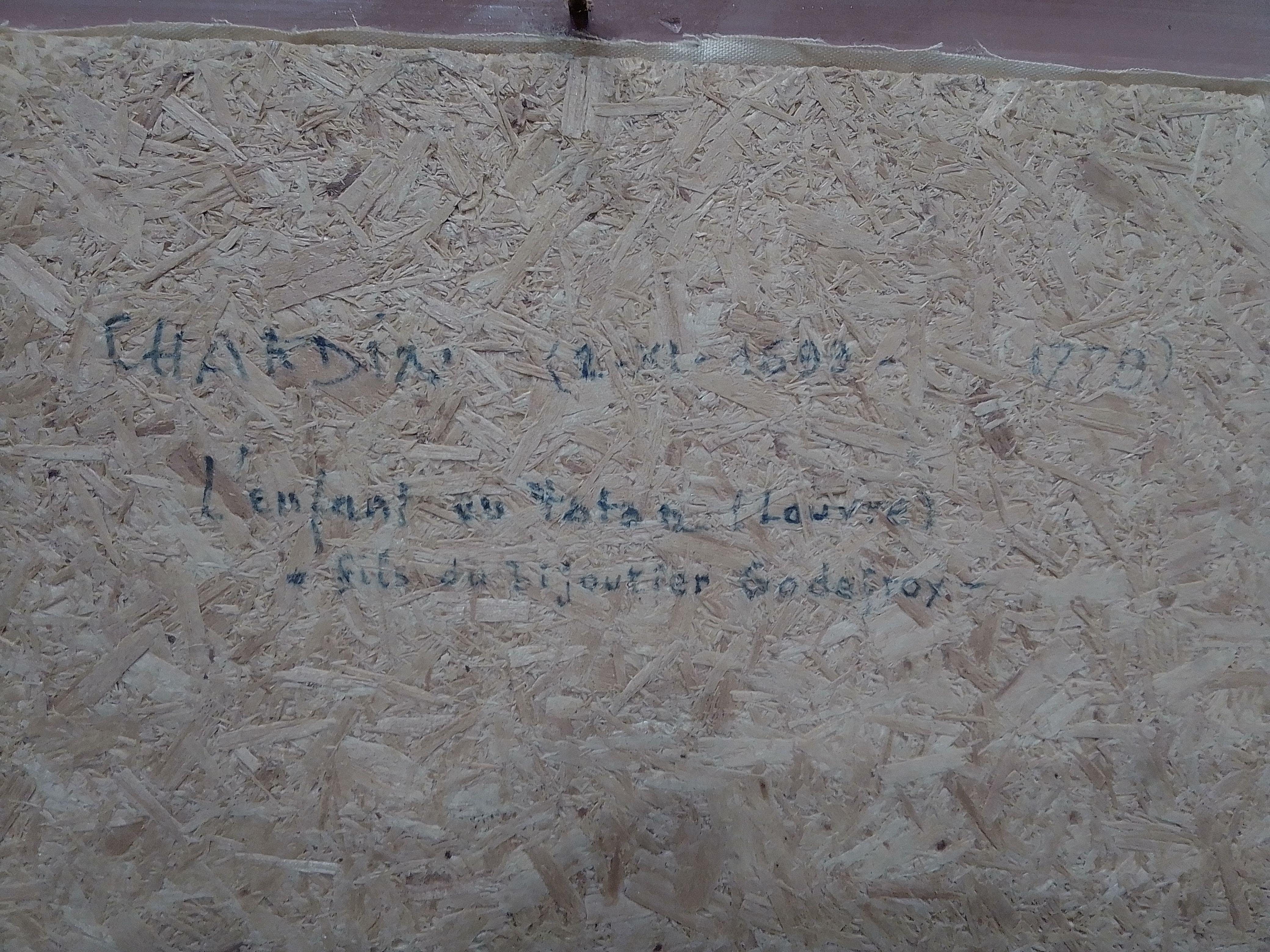 Voir photo 4 de Tableau représentant L'Enfant au toton. Auguste Gabriel Godefroy Tableau représentant L'Enfant au toton. Auguste Gabriel Godefroy Bon état - Vue 4 -