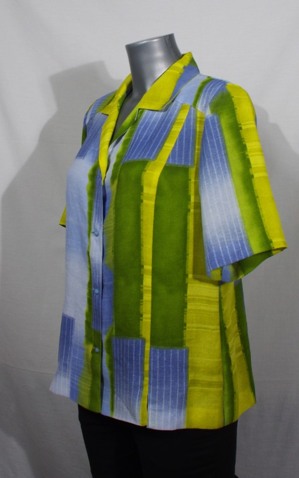 💚💙💛Chemisier bleu et vert T.40 au charme rétro- Vintage chic 💚💙💛 - Photo 5