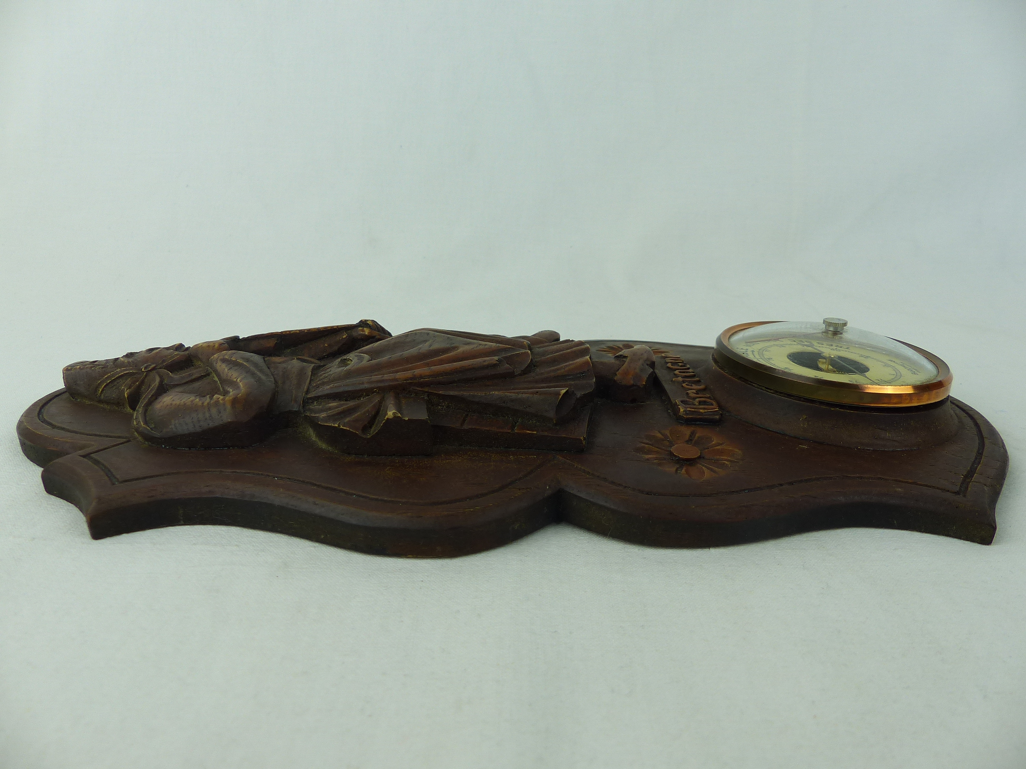 Baromètre de précision avec cadre traditionnel breton, en bois sculpté à la main, Vintage, 31 cm Bon état - Vue 5 - 