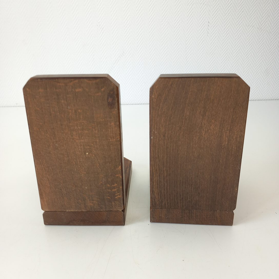 Paire de Serre Livres Vintage en Bois Décor Dés  - Photo 5