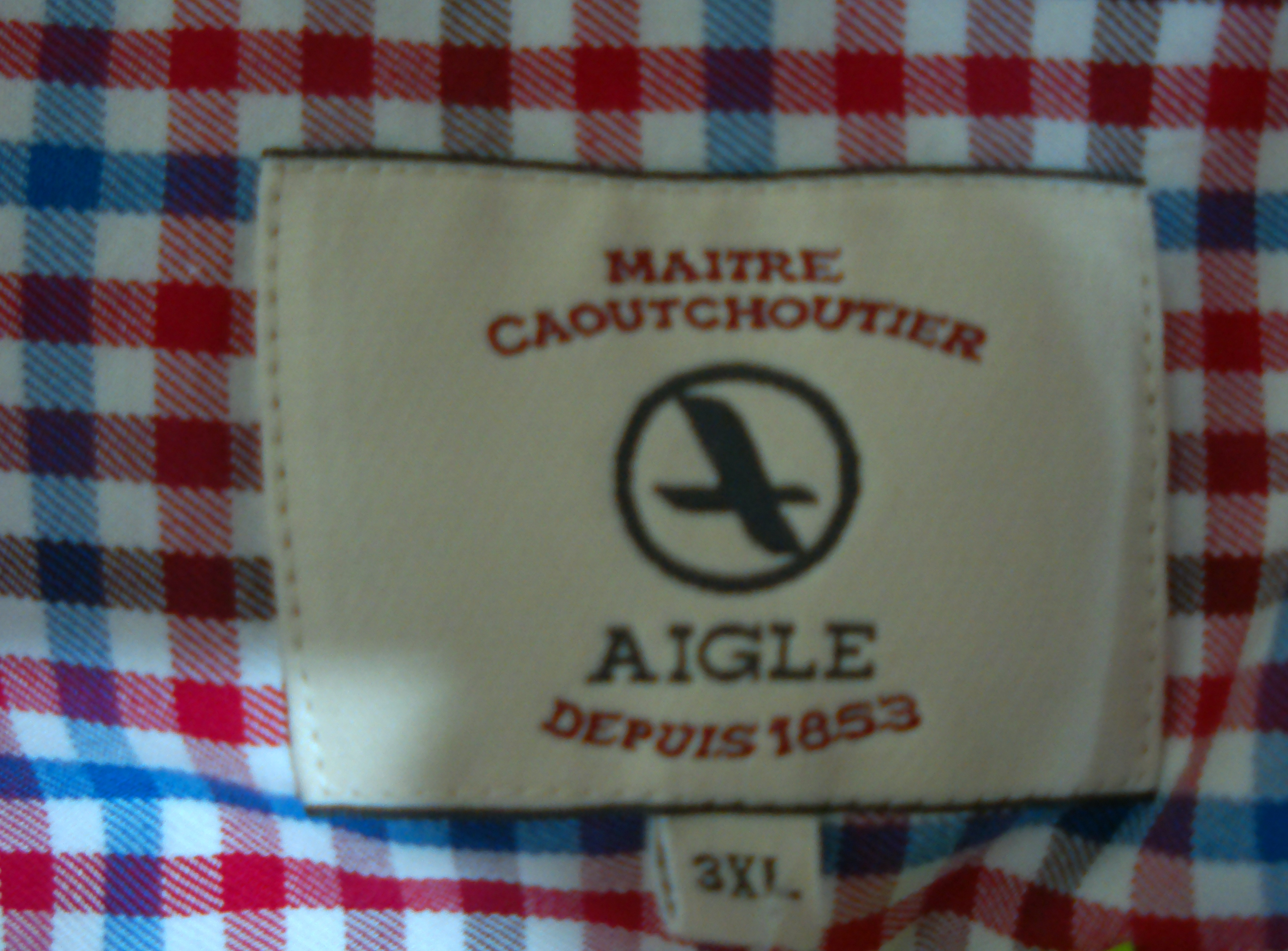 Chemise homme AIGLE, petit carreaux bleu vert, taille 3 XL - Photo 5