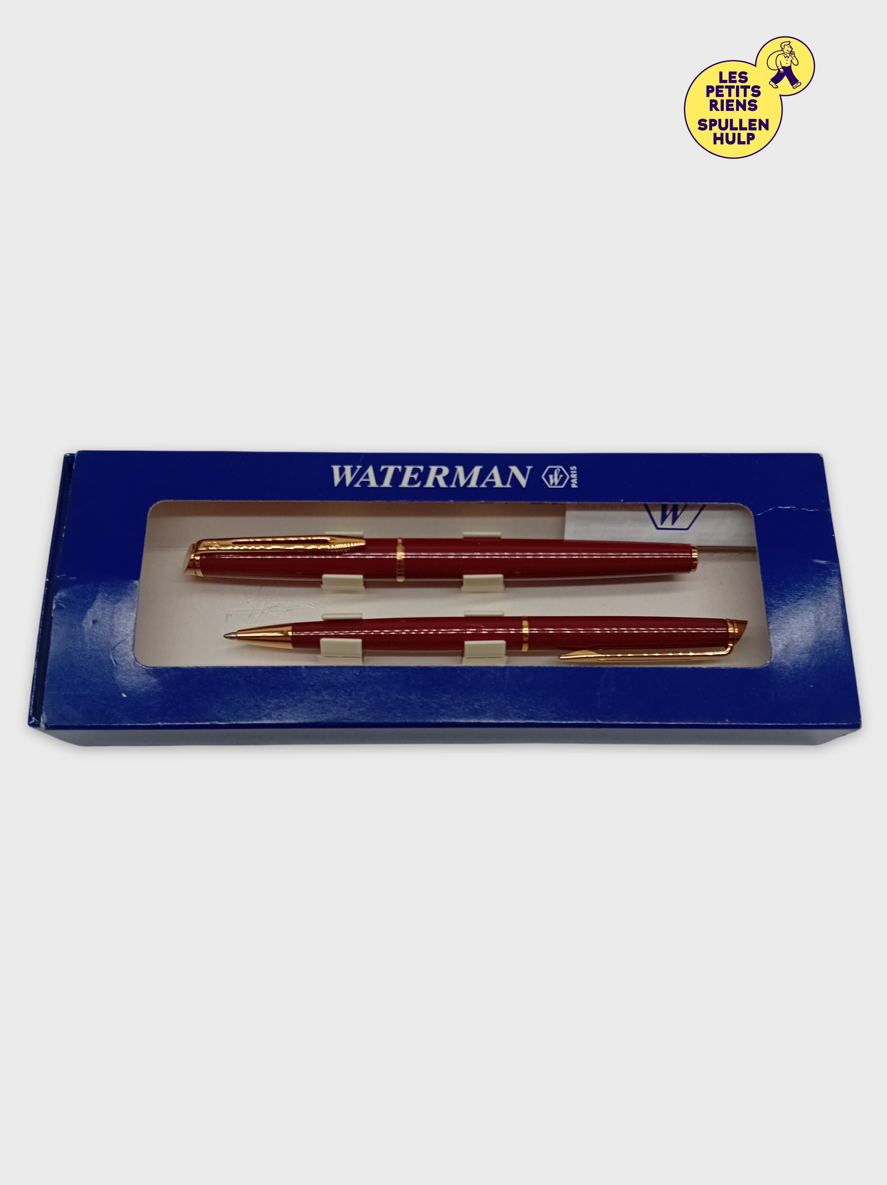 Coffret Stylos Plume Et Bille Waterman Bordeaux Doré Vintage (O271) Très bon état - Vue 2 - 