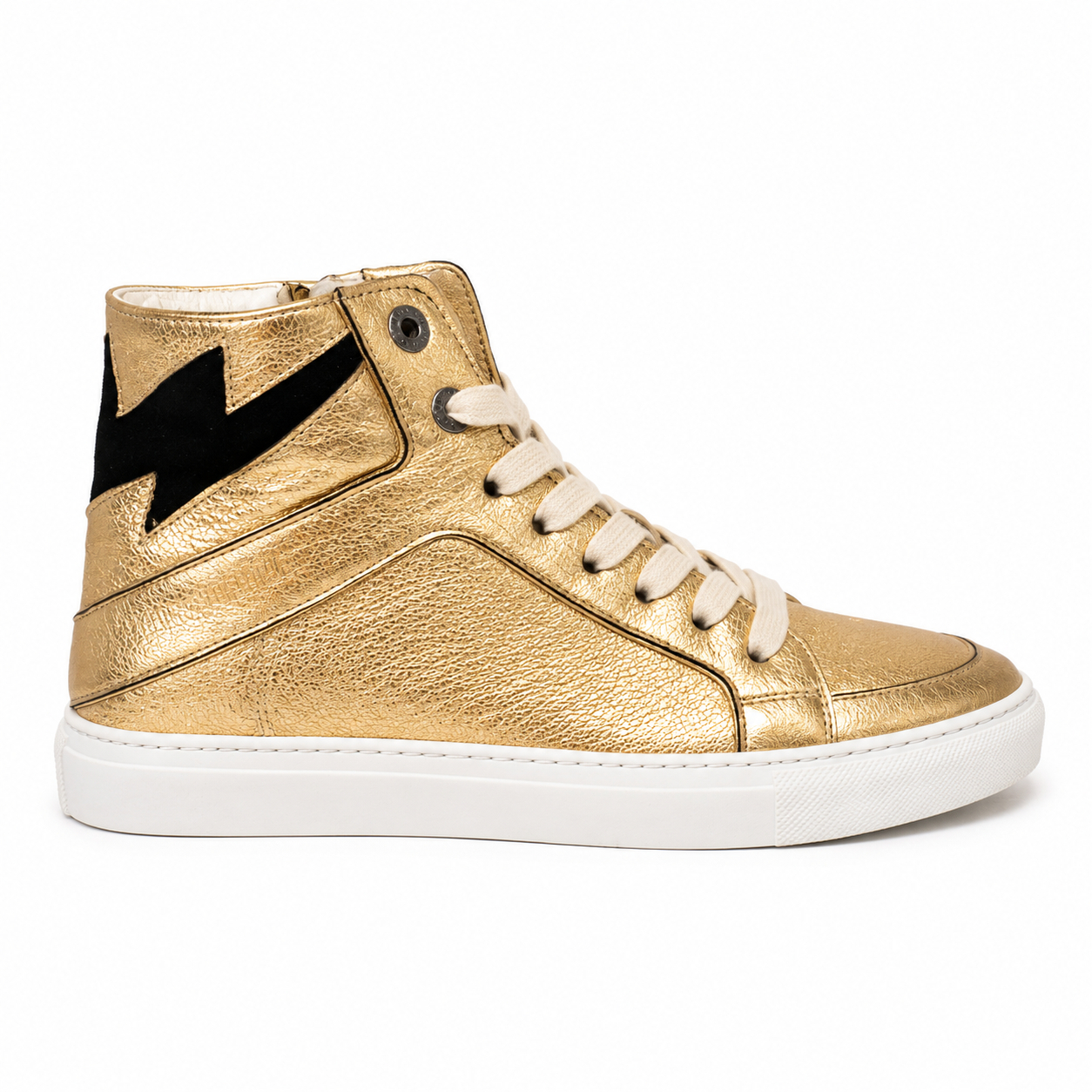 Voir photo 3 de Zadig&Voltaire - Baskets hautes- Cuir doré métallisé vernis, T37 Zadig&Voltaire - Baskets hautes- Cuir doré métallisé vernis, T37 Comme neuf - Vue 3 -