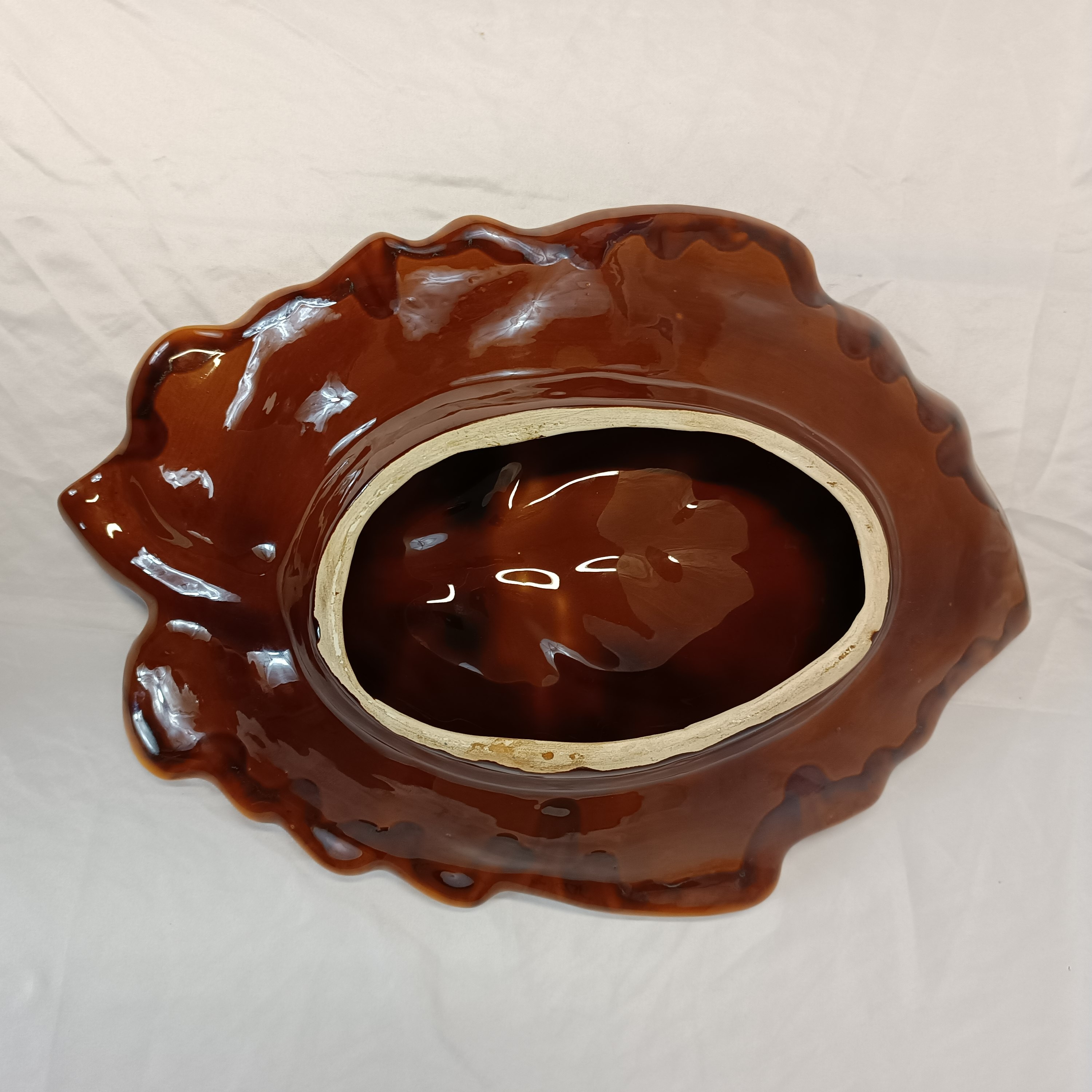 Coupe Fruit En Bronze Forme De Noix – Vide-poche Décoratif Ancien, Feuille Demi-noix