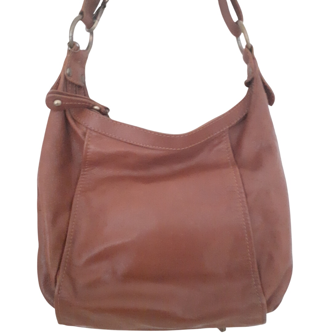 Sac besace en cuir marron - Made in Italy - Photo 0