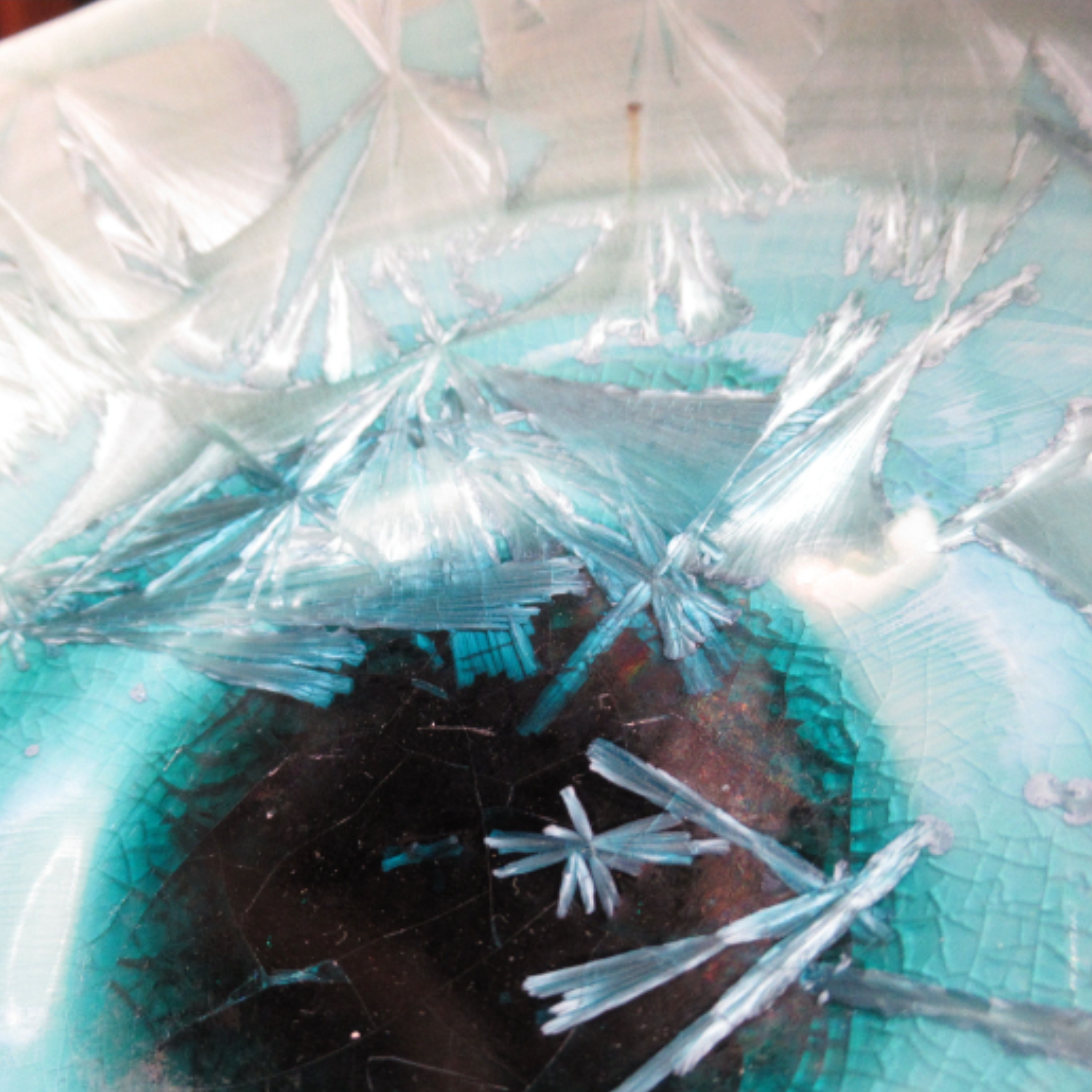 Coupelle en céramique émaillée, finition cristallisée bleu turquoise - Photo 4