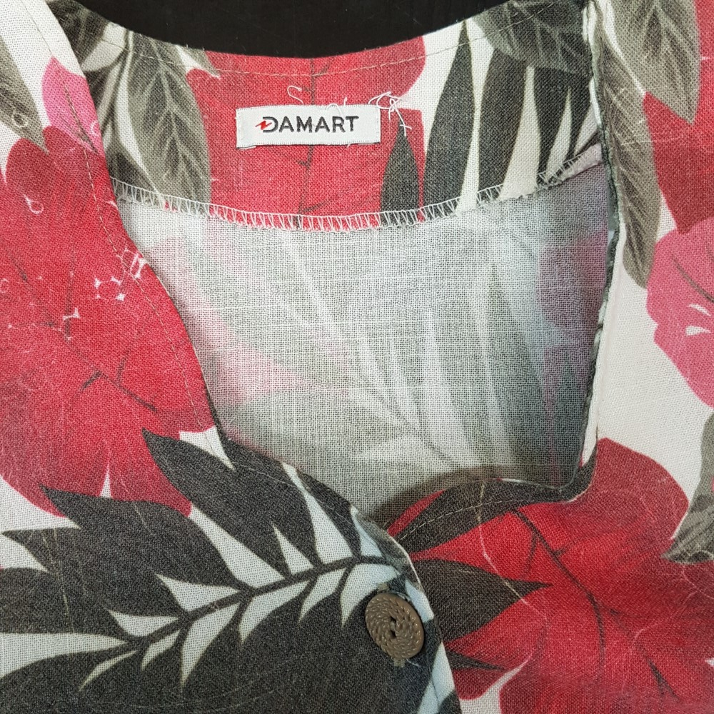 Robe boutonnée imprimée fleurs roses et feuillage vert - DAMART - Taille 46 - Photo 8