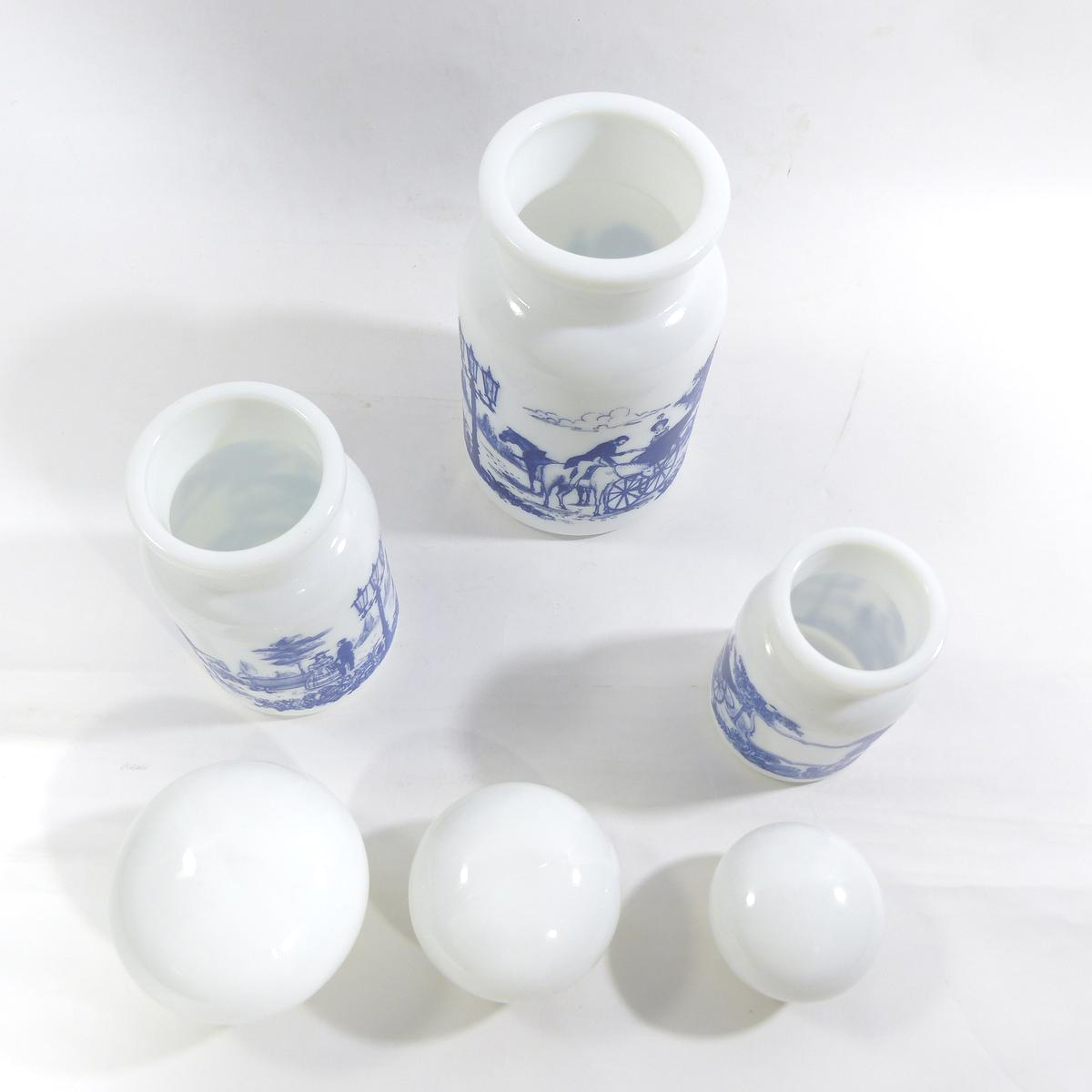 Lot De Bocaux Anciens Apothicaire - Verre Opale Vintage - 12x12x6 Cm - Déco