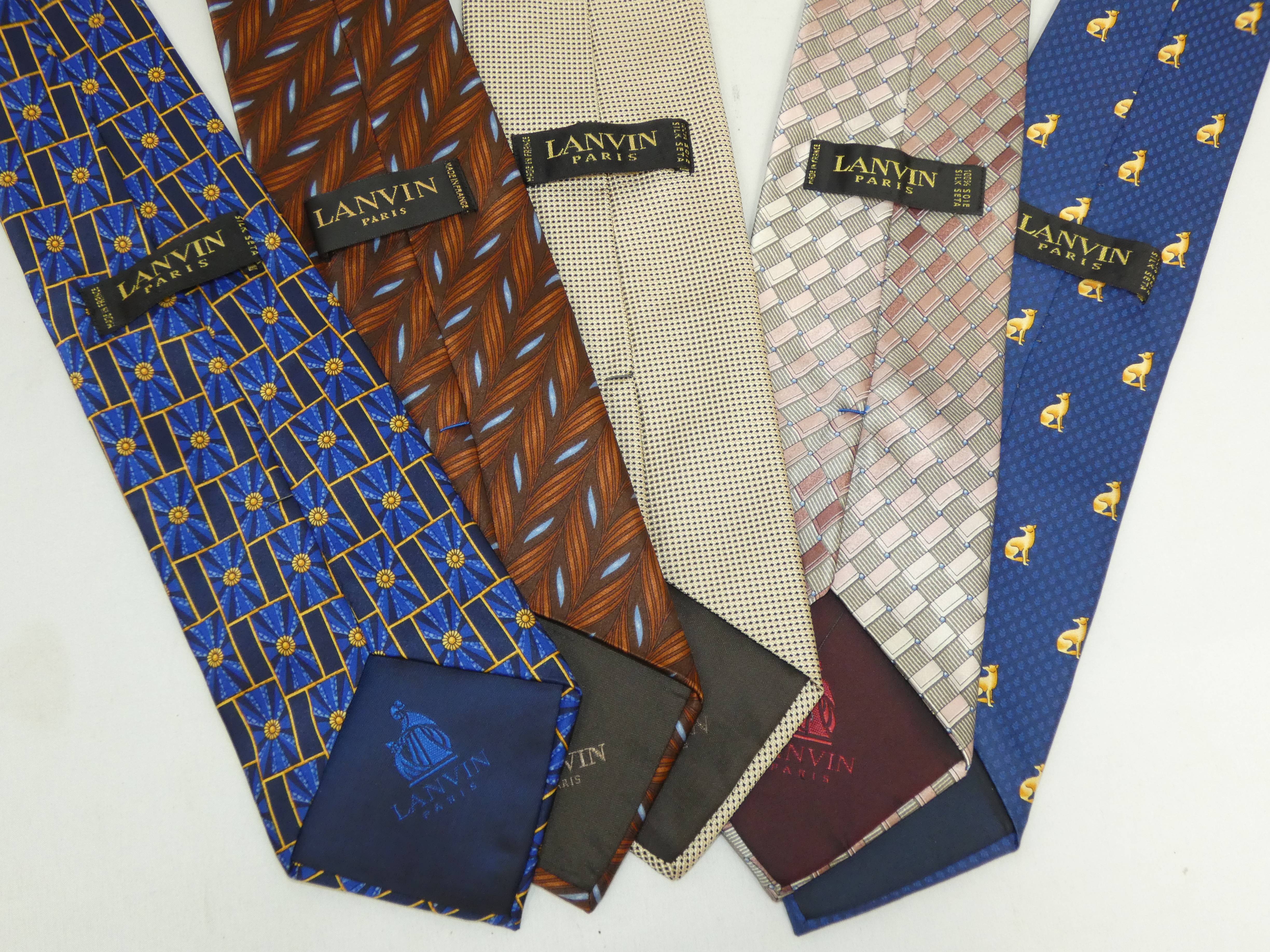 Lot de 5 cravates en soie de marque LANVIN Paris - Photo 3