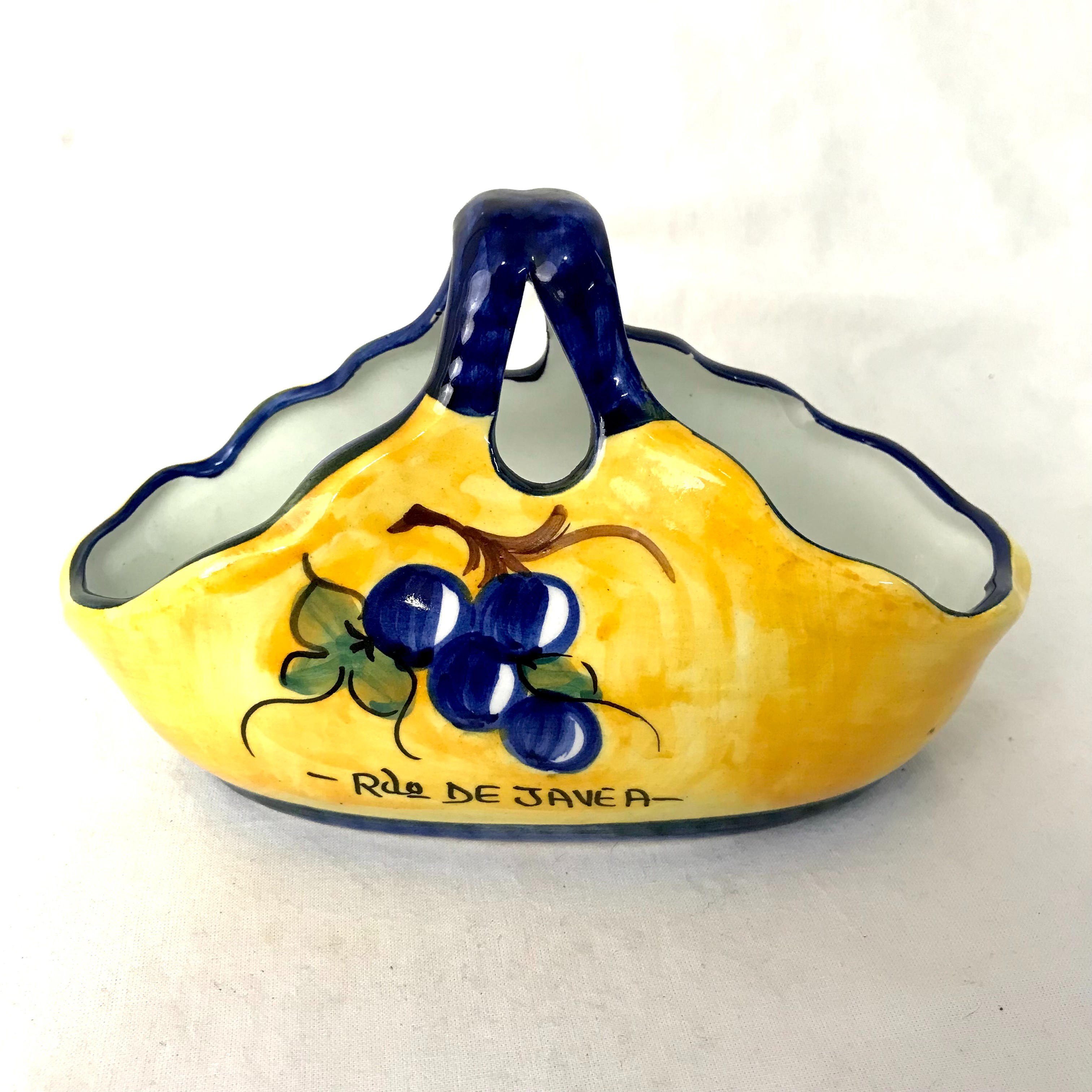 Panier en céramique Jaune et bleu - Rdo de Javea - Bon état sur Label Emmaüs
