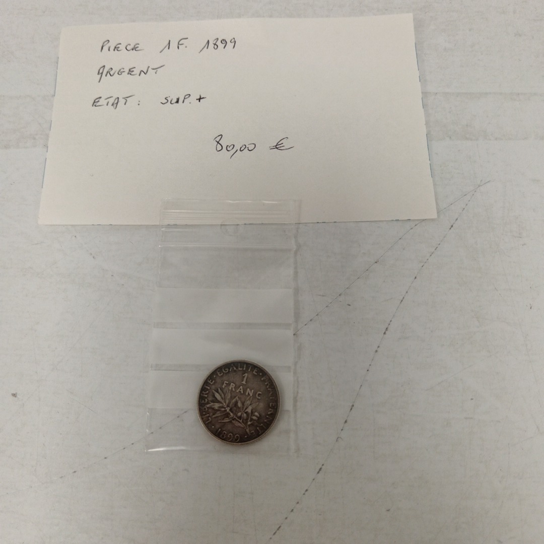 Pièce 1 franc 1899 argent Bon état - Vue 2 - 