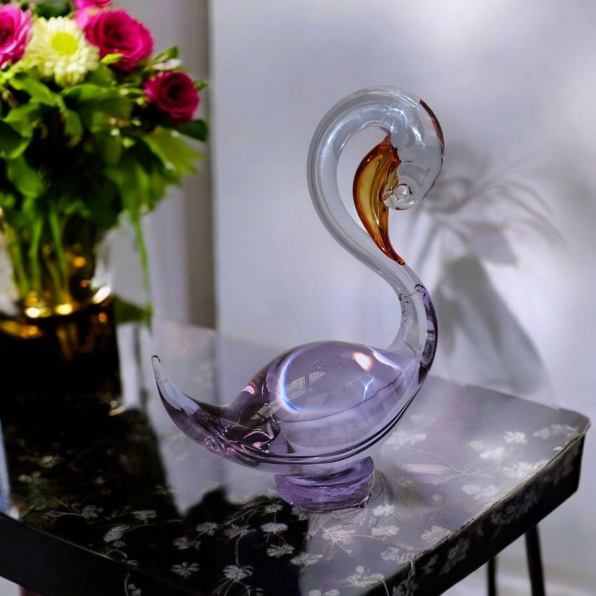 Cygne Art-Déco 20cm Hauteur en verre colorés [ Cristallerie ] - Photo 4