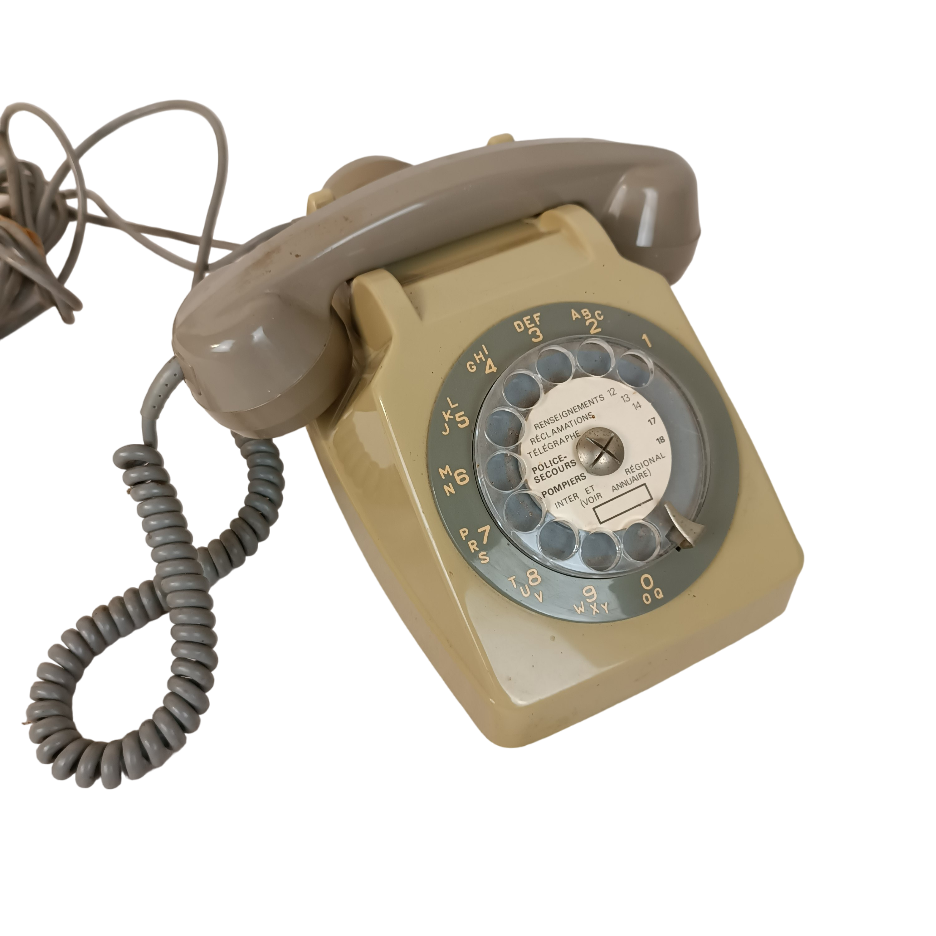 Téléphone PTT vintage à cadran rotatif , modèle 1980 - État correct sur Label Emmaüs